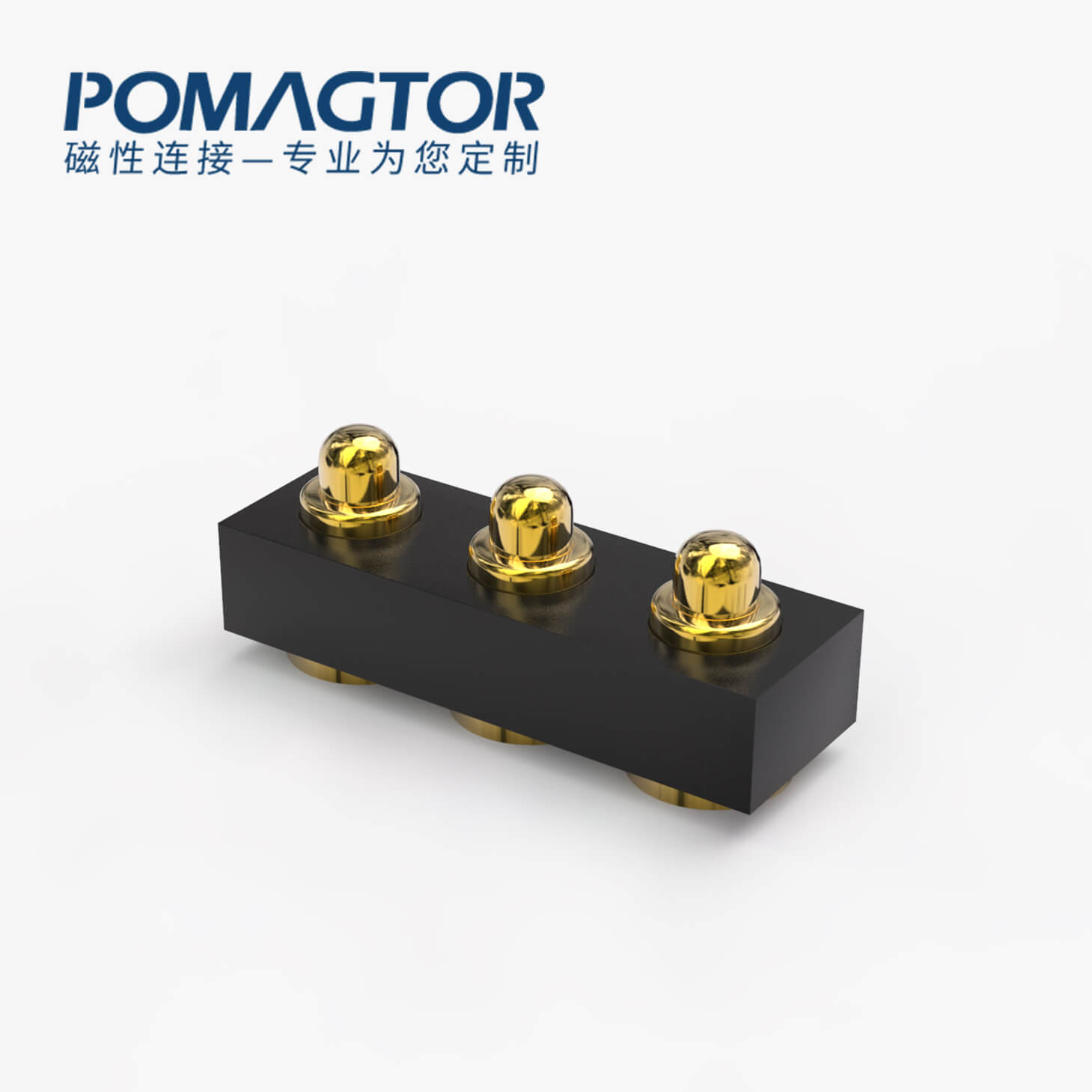 POGO PIN连接器 SMT式：3PIN，电镀黄铜Au10u，电压12V，电流0.5A，工作行程0.4mm:120gfMax，弹力30000次+，工作温度-30°~85°