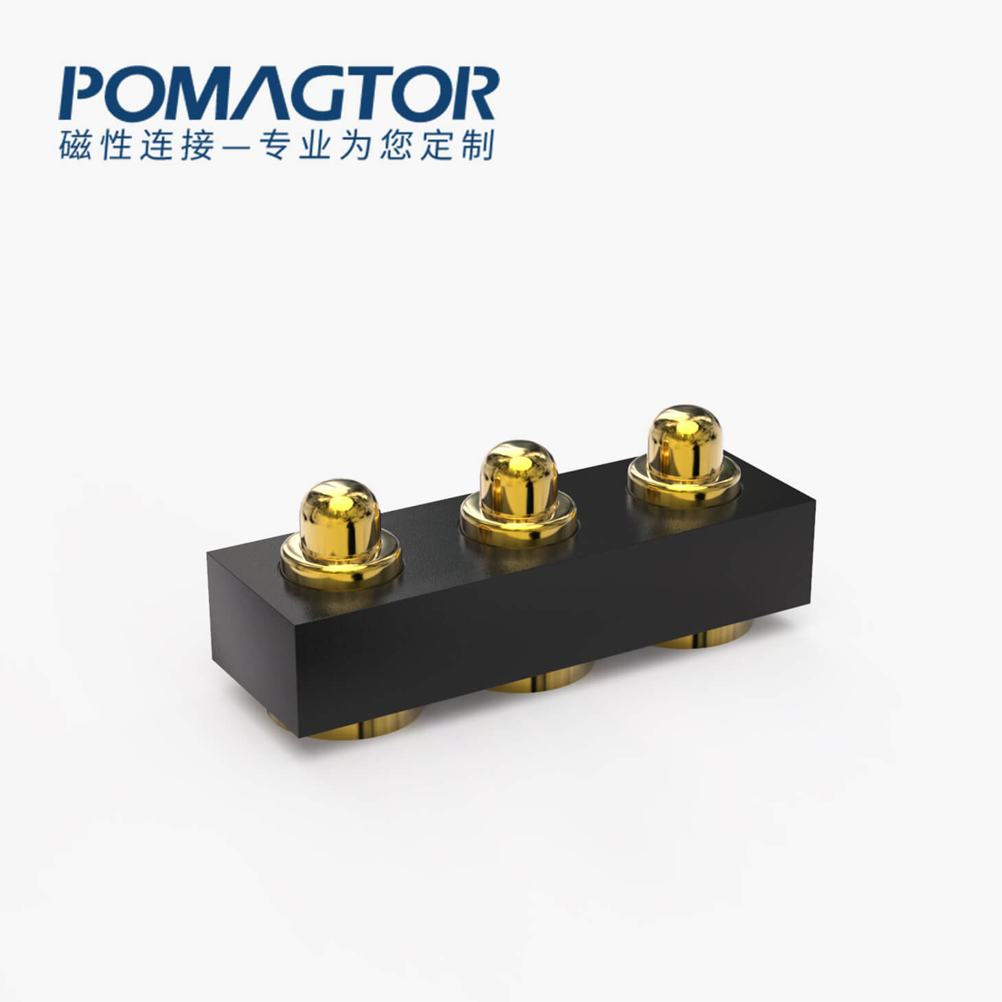 POGO PIN连接器 SMT式：3PIN，电镀黄铜Au10u，电压12V，电流0.5A，工作行程0.4mm:120gfMax，弹力30000次+，工作温度-30°~85°