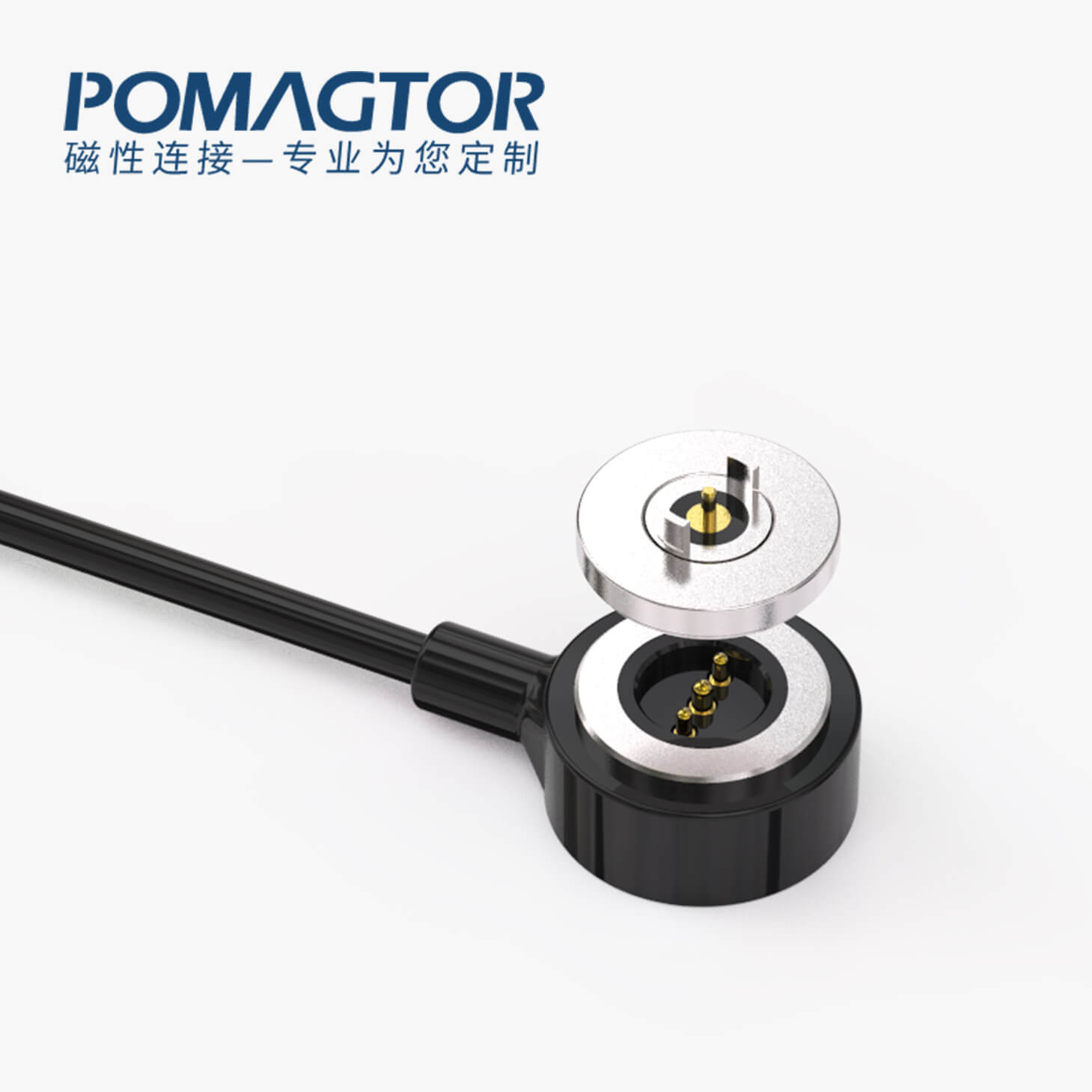 磁吸数据线 圆形磁性系列：2PIN，电压12V，电流2A，工作行程0.8mm:60gfMax，弹力10000次+，工作温度-30°~85°