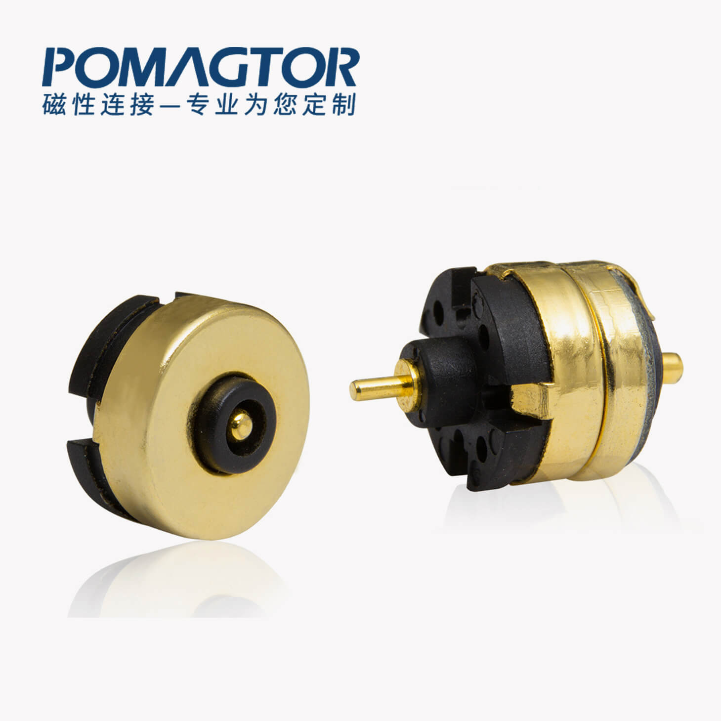 磁吸连接器 圆形磁性系列：2PIN，电镀黄铜Au10u，电压20V，电流3.5A，工作温度-30°~85°