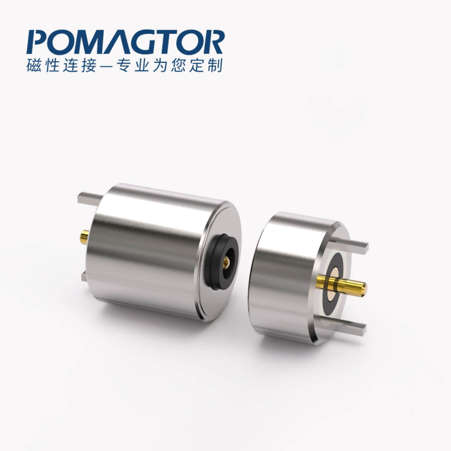 磁吸连接器 圆形磁性系列：2PIN，电镀黄铜Au5u，电压5V，电流2A，工作温度-30°~85°