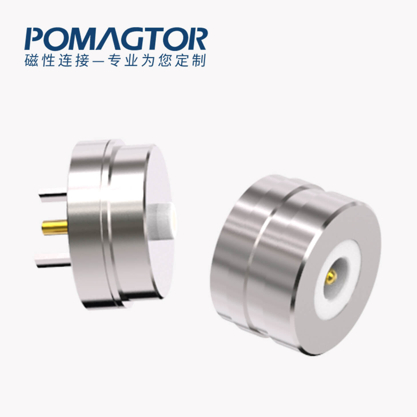 磁吸连接器 圆形磁性系列：2PIN，黄铜Au5u，电压5V，电流3A，工作行程0.8mm:60gfMax，弹力10000次+，工作温度-30°~85°