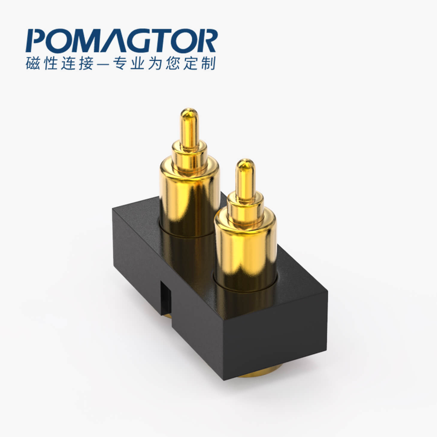 POGO PIN连接器 SMT式：2PIN，电镀黄铜Au3u，电压12V，电流1.2A，工作行程0.8mm:150gfMax，弹力30000次+，工作温度-30°~85°