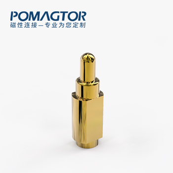 POGO PIN 侧帖式：电镀黄铜Au3u，电压12V，电流1A，工作行程0.8mm:150gfMax，弹力10000次+，工作温度-30°~85°