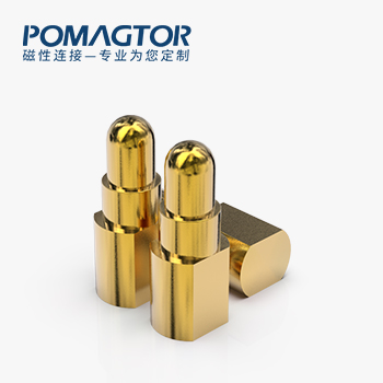 POGO PIN 侧帖式：电镀镀镍50-120u，电压12V，电流1A，工作行程1.5mm:100gfMax，弹力10000次+，工作温度-30°~85°