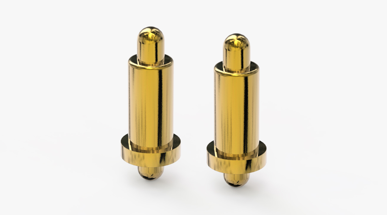 POGO PIN 双头式：电镀黄铜Au1u，电压12V，电流1A，弹力10000次+，工作温度-30°~85°