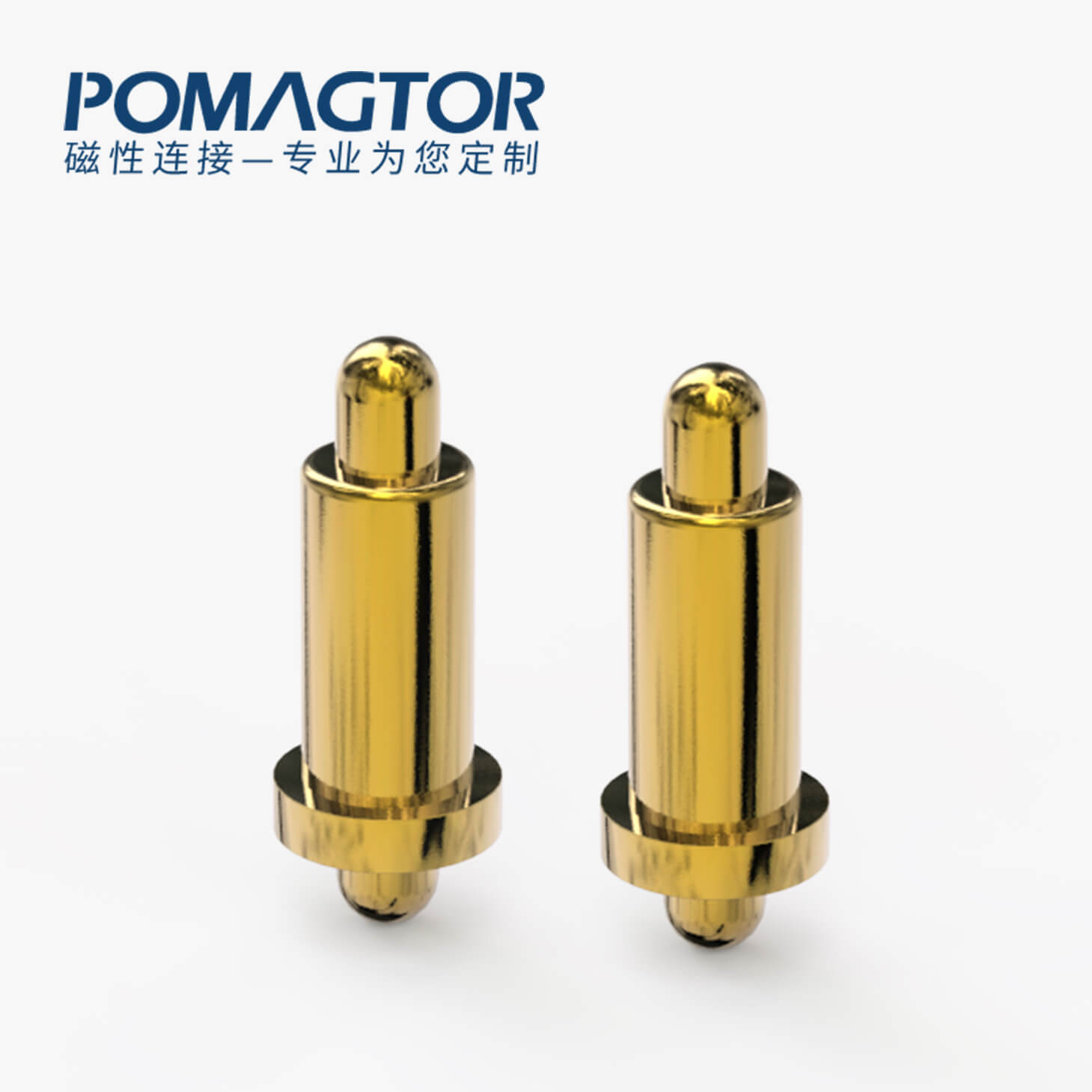 POGO PIN 双头式：电镀黄铜Au1u，电压12V，电流1A，弹力10000次+，工作温度-30°~85°