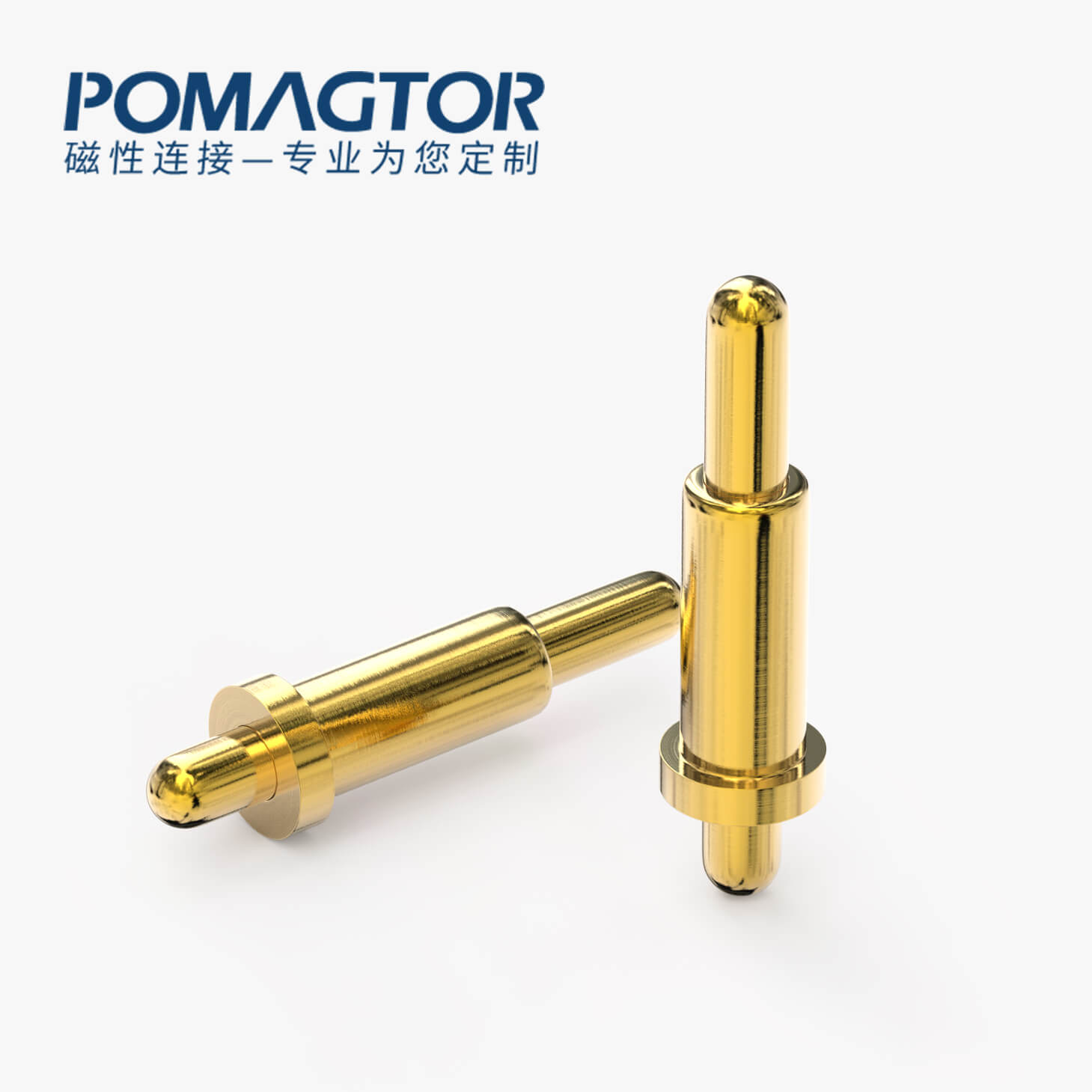 POGO PIN 双头式：电镀黄铜Au1u，电压12V，电流1A，弹力10000次+，工作温度-40°~150°