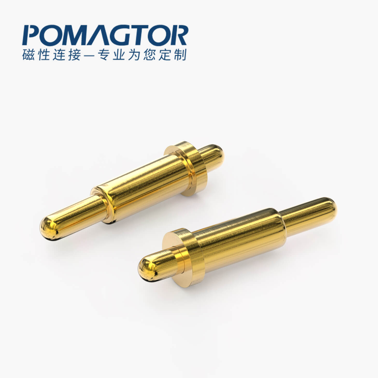 POGO PIN 双头式：电镀黄铜Au1u，电压12V，电流1A，弹力10000次+，工作温度-40°~150°