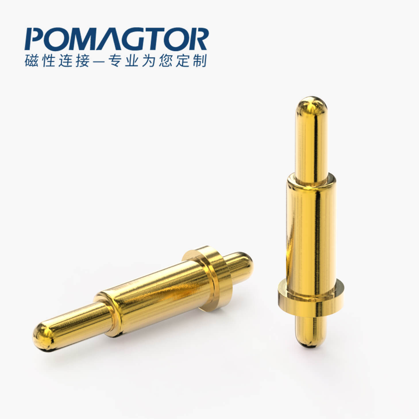 POGO PIN 双头式：电镀黄铜Au1u，电压12V，电流1A，弹力10000次+，工作温度-40°~150°