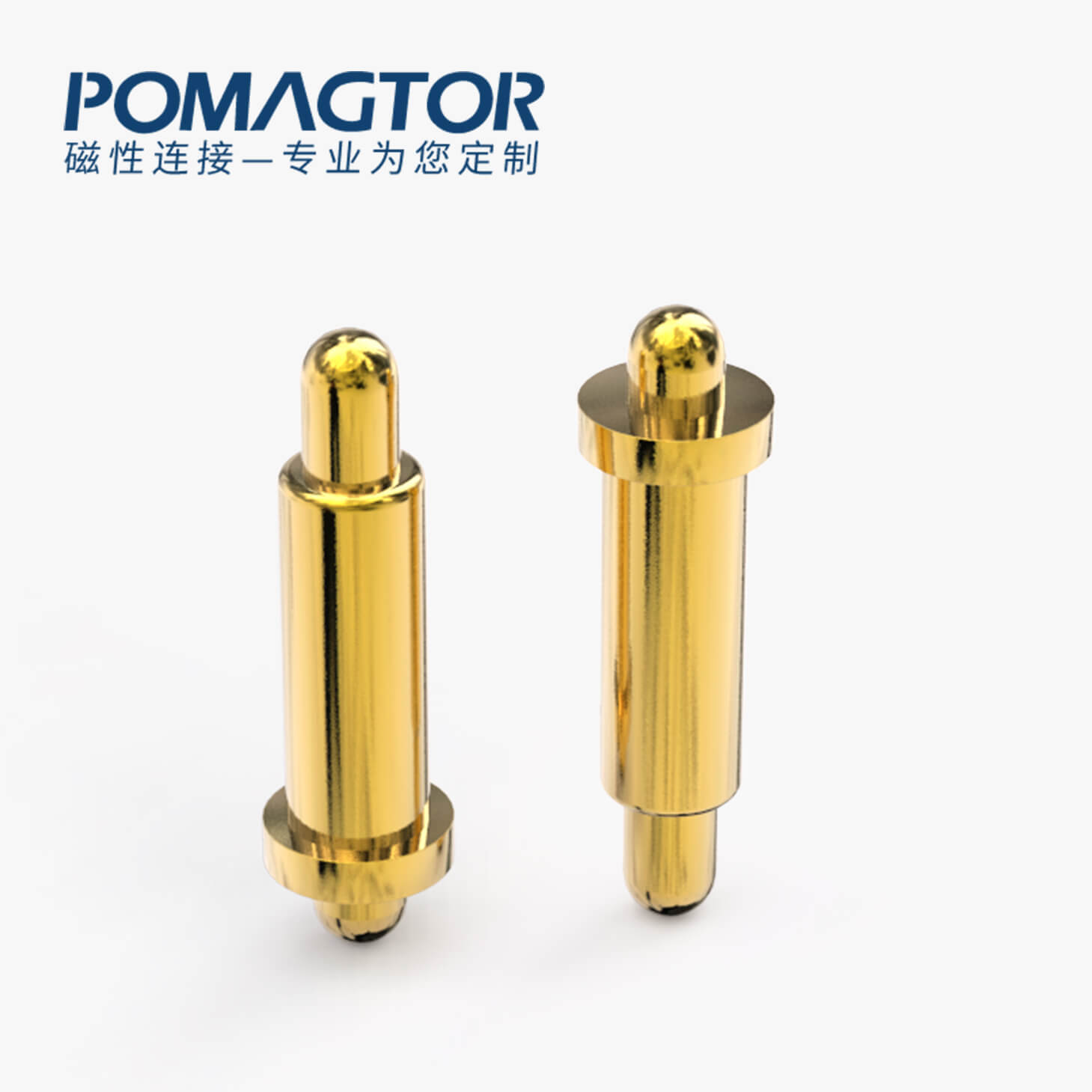 POGO PIN 双头式：电镀黄铜Au1u，电压12V，电流1A，弹力10000次+，工作温度-40°~150°