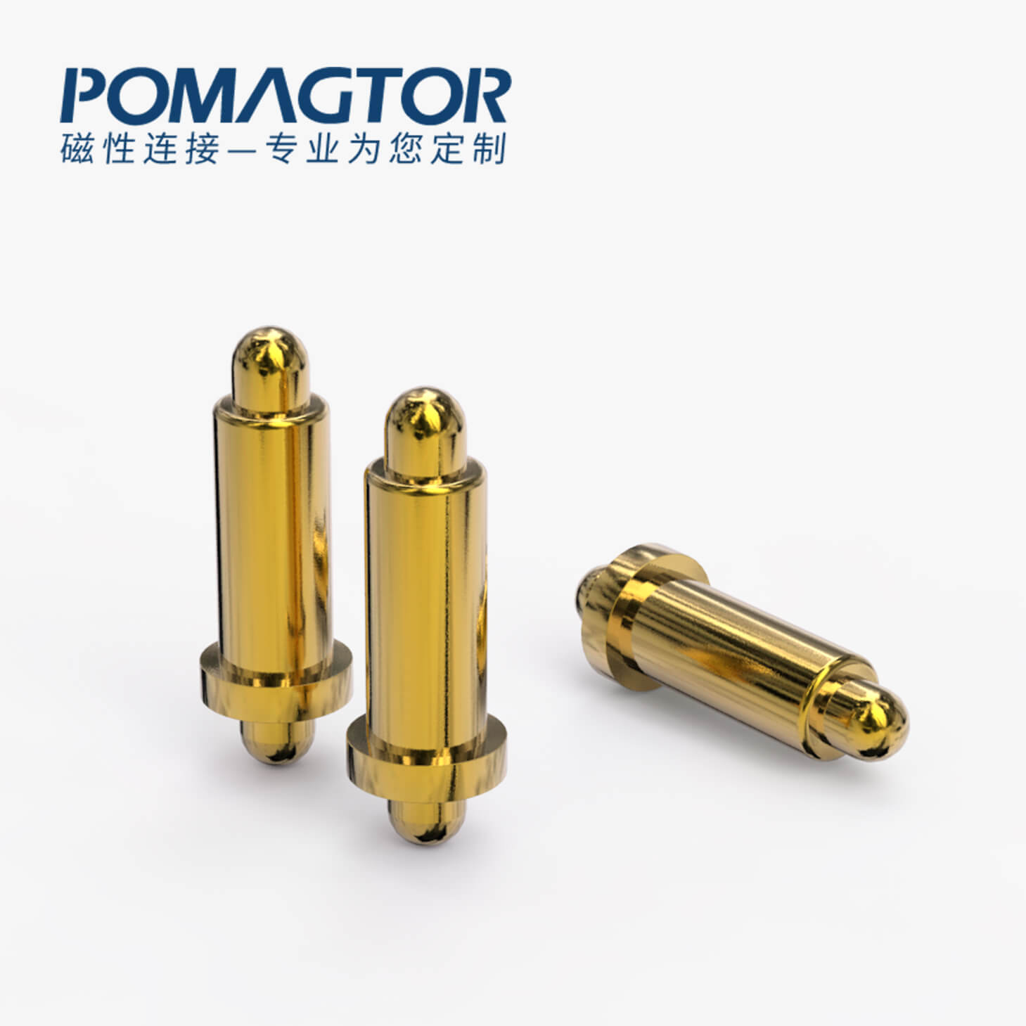 POGO PIN 双头式：电镀黄铜Au1u，电压12V，电流1A，弹力10000次+，工作温度-40°~150°