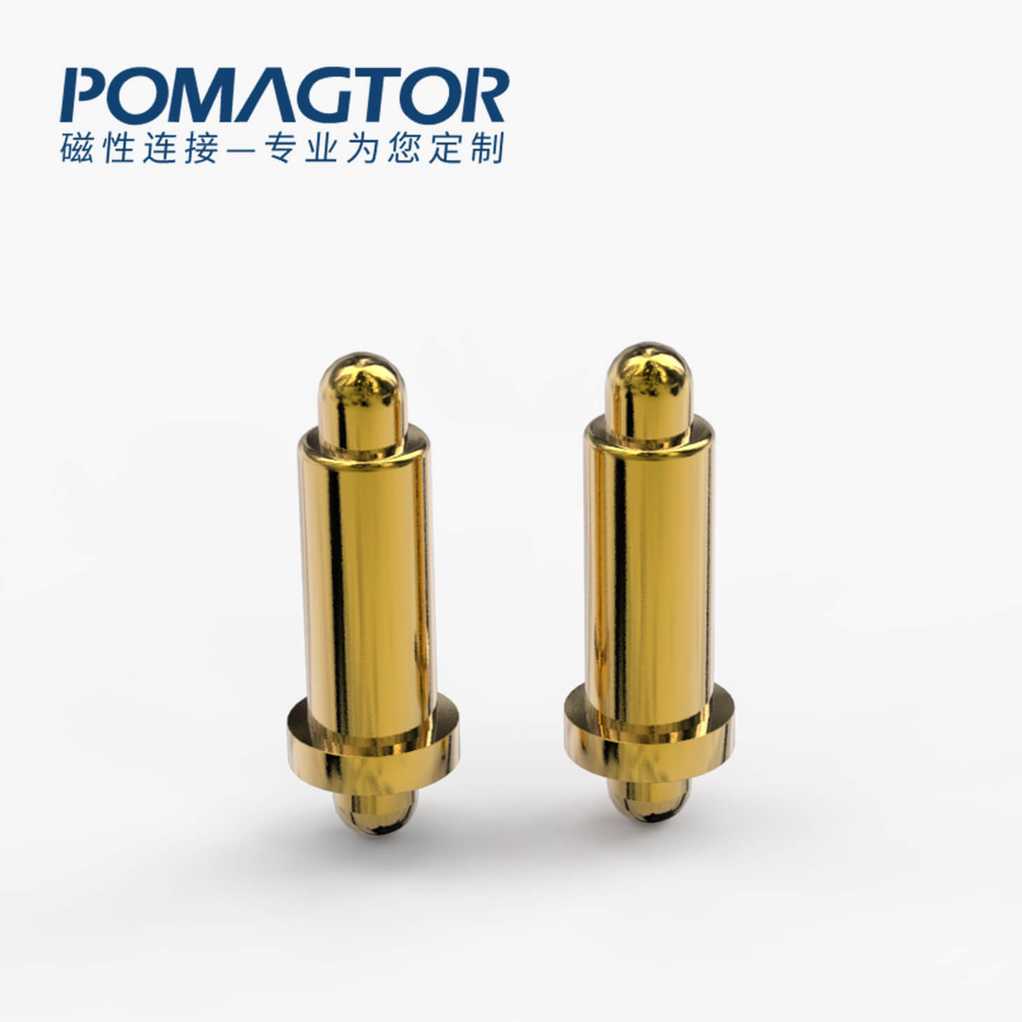 POGO PIN 双头式：电镀黄铜Au1u，电压12V，电流1A，弹力10000次+，工作温度-40°~150°