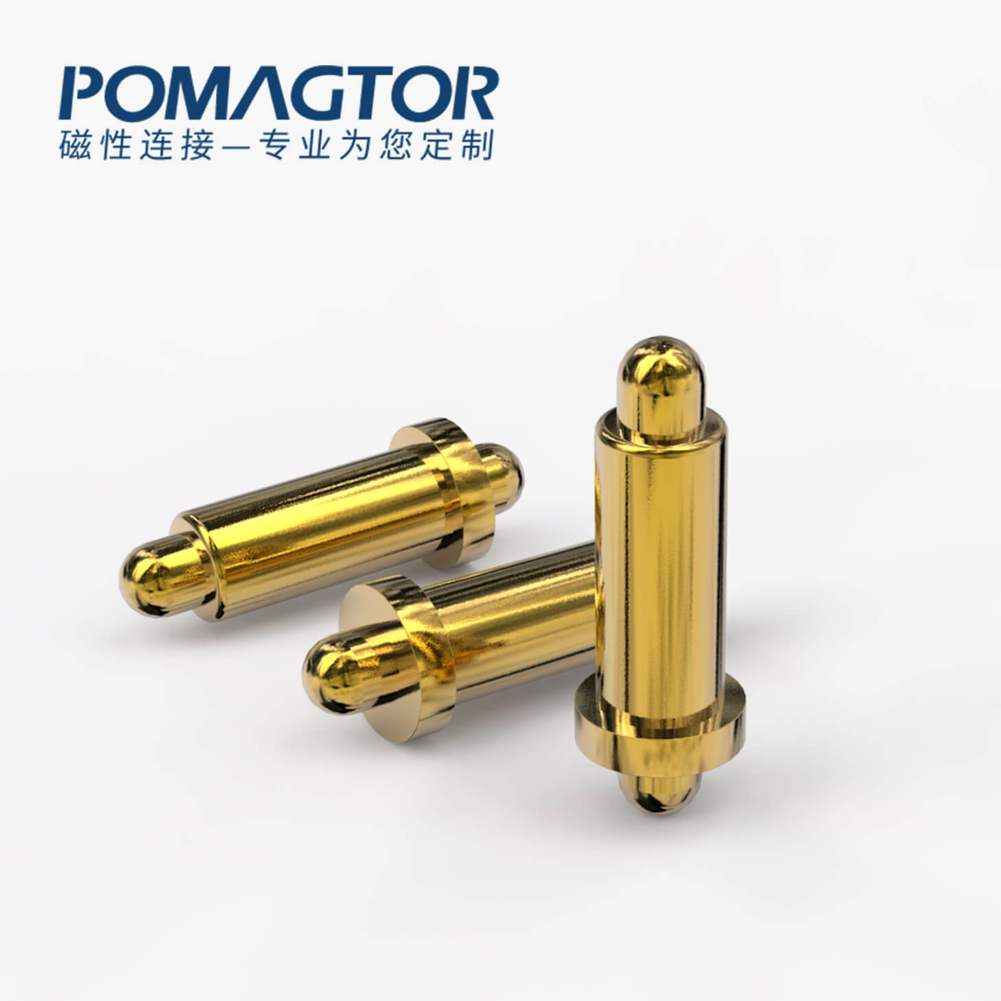 POGO PIN 双头式：电镀黄铜Au1u，电压12V，电流1A，弹力10000次+，工作温度-40°~150°