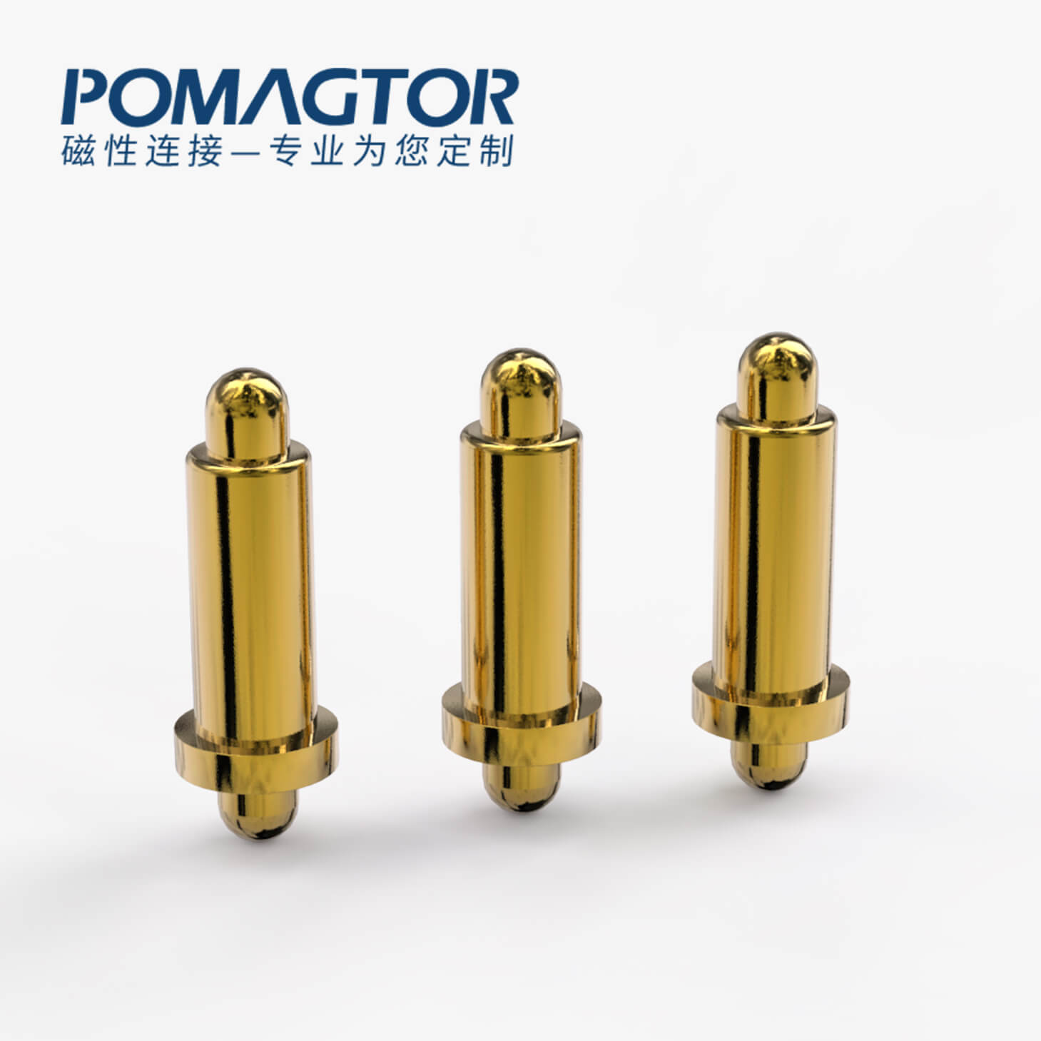 POGO PIN 双头式：电镀黄铜Au1u，电压12V，电流1A，弹力10000次+，工作温度-40°~150°