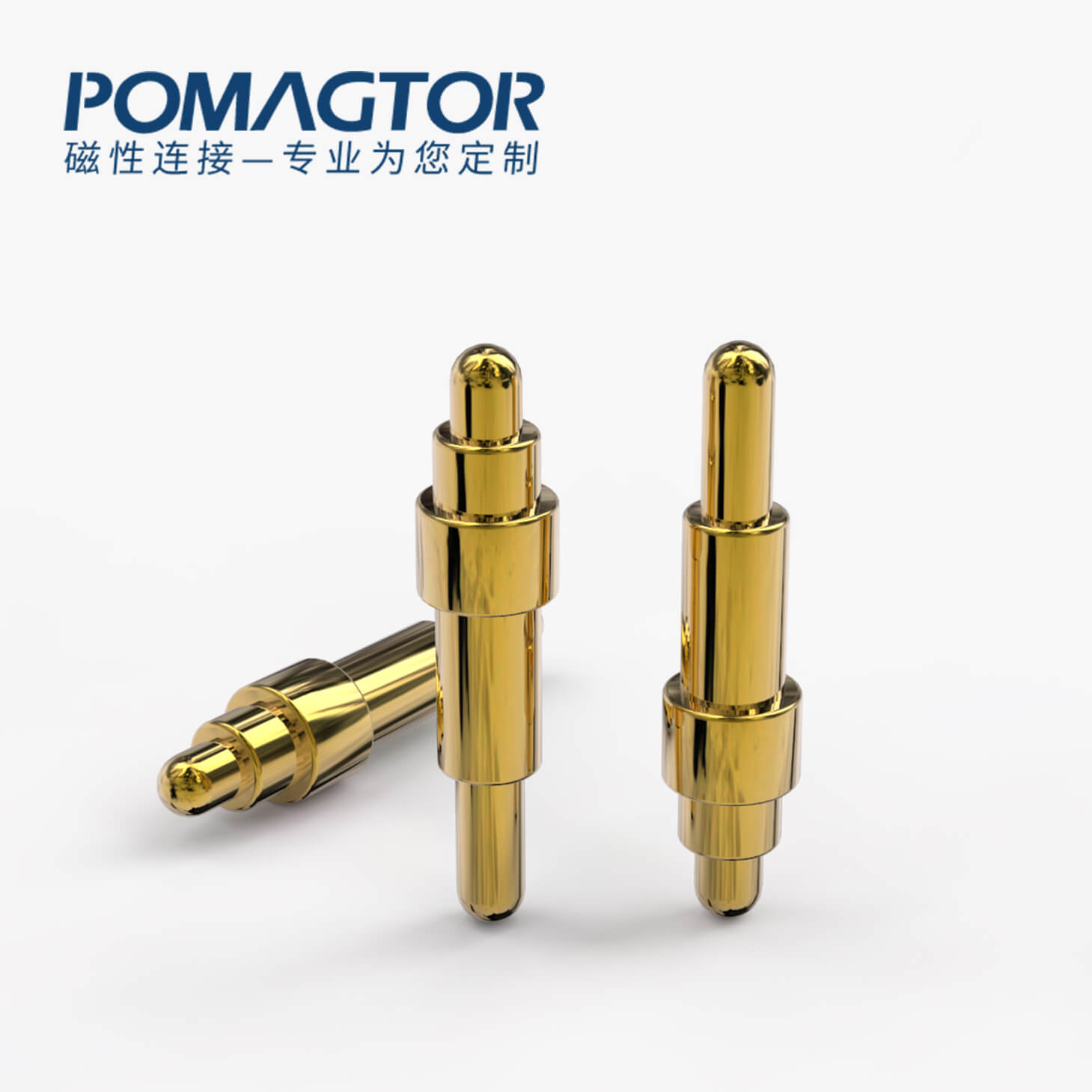 POGO PIN 双头式：电镀黄铜Au1u，电压12V，电流1A，弹力10000次+，工作温度-40°~150°