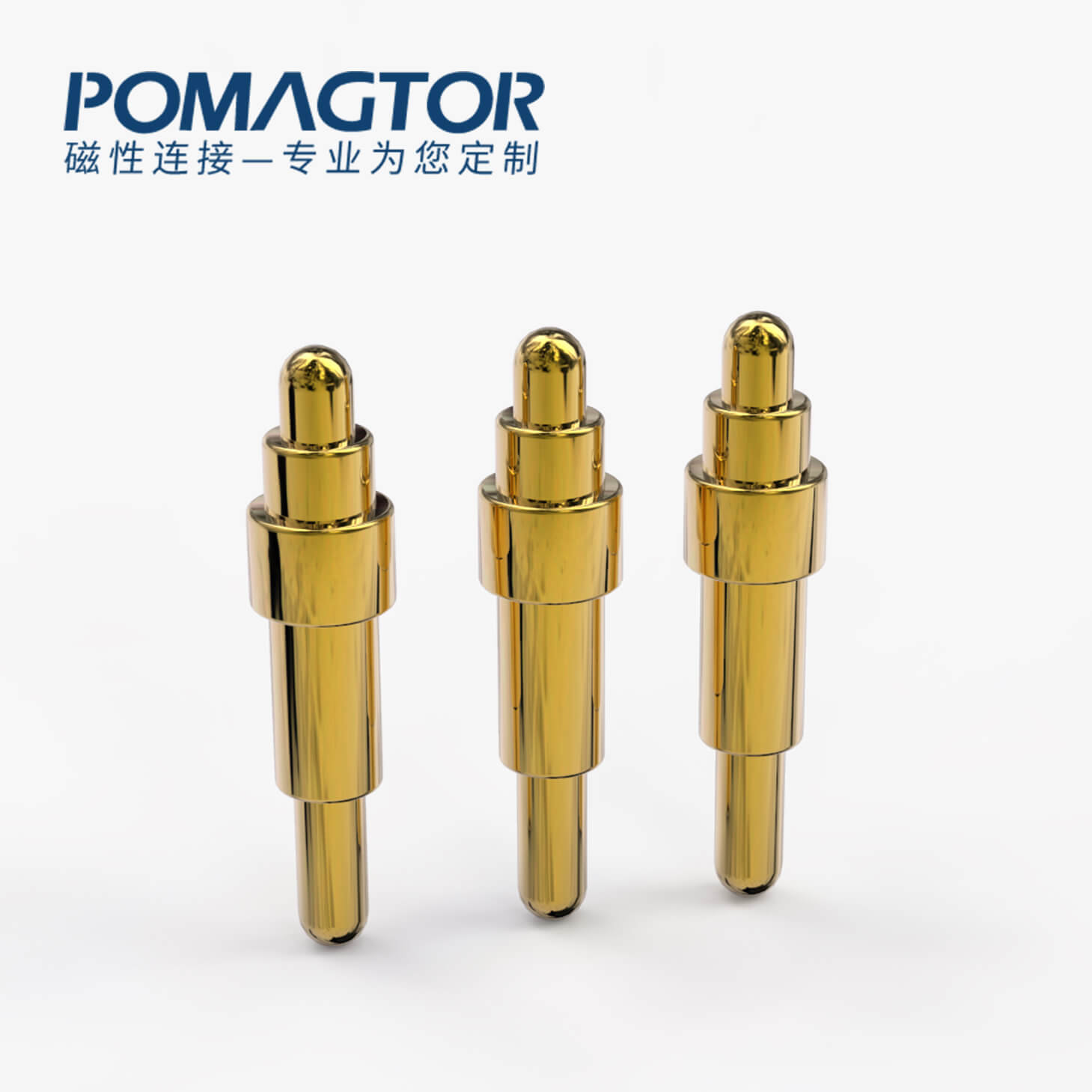 POGO PIN 双头式：电镀黄铜Au1u，电压12V，电流1A，弹力10000次+，工作温度-40°~150°