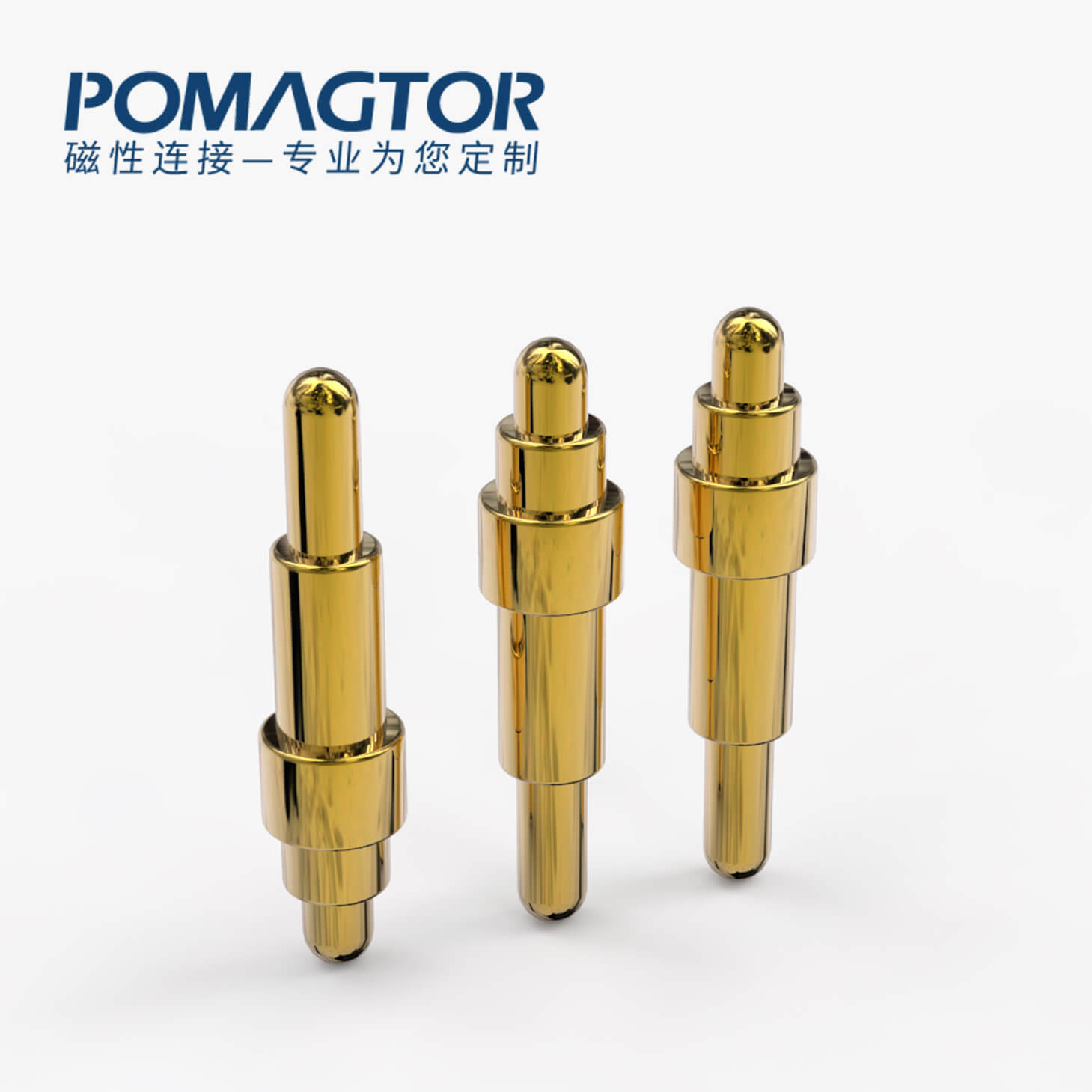 POGO PIN 双头式：电镀黄铜Au1u，电压12V，电流1A，弹力10000次+，工作温度-40°~150°