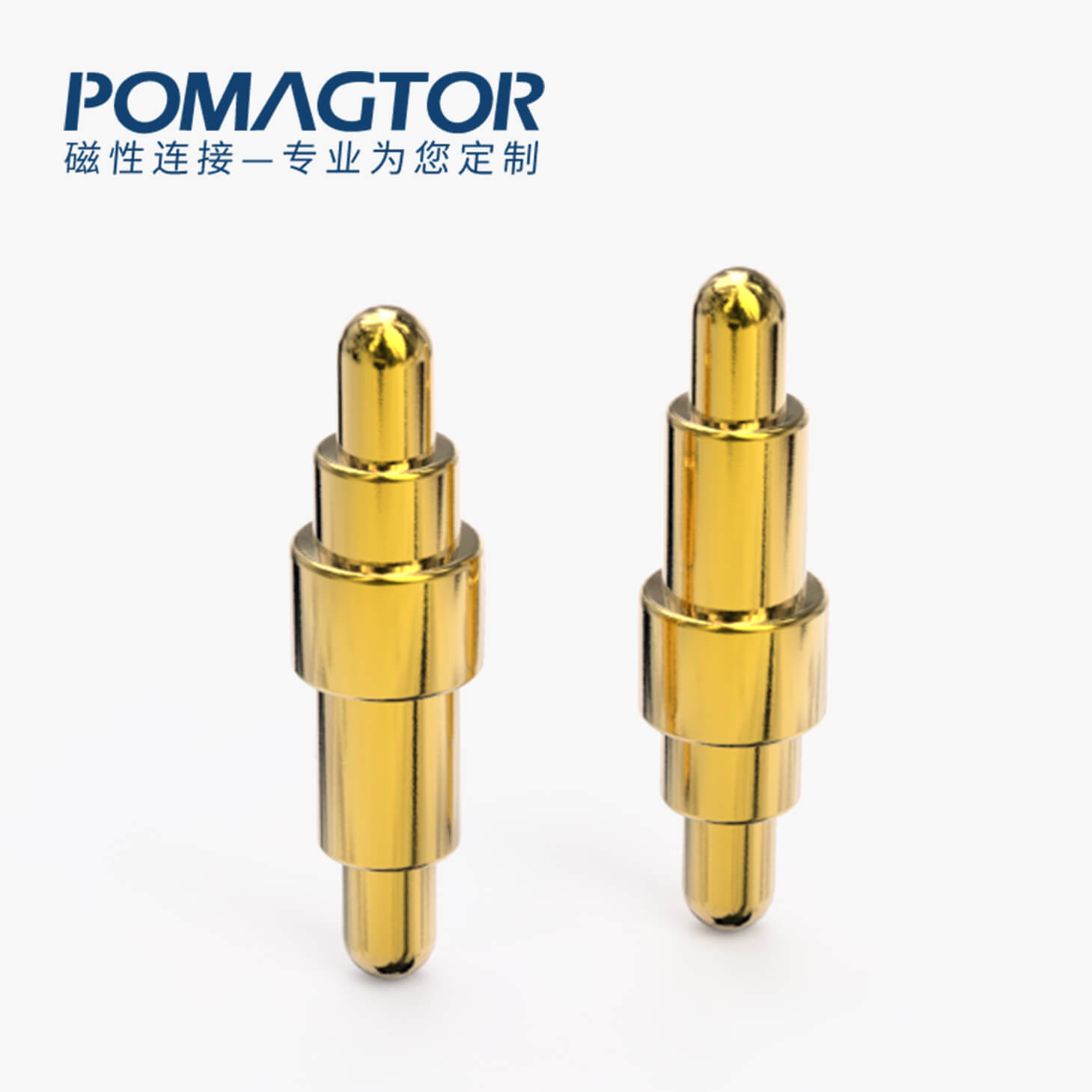 POGO PIN 双头式：电镀黄铜Au1u，电压12V，电流1A，弹力10000次+，工作温度-40°~150°