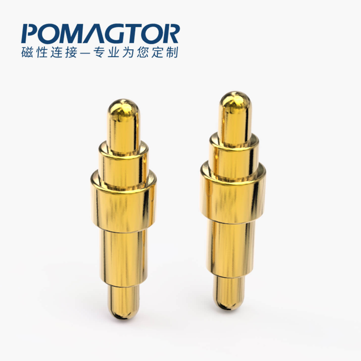 POGO PIN 双头式：电镀黄铜Au1u，电压12V，电流1A，弹力10000次+，工作温度-40°~150°