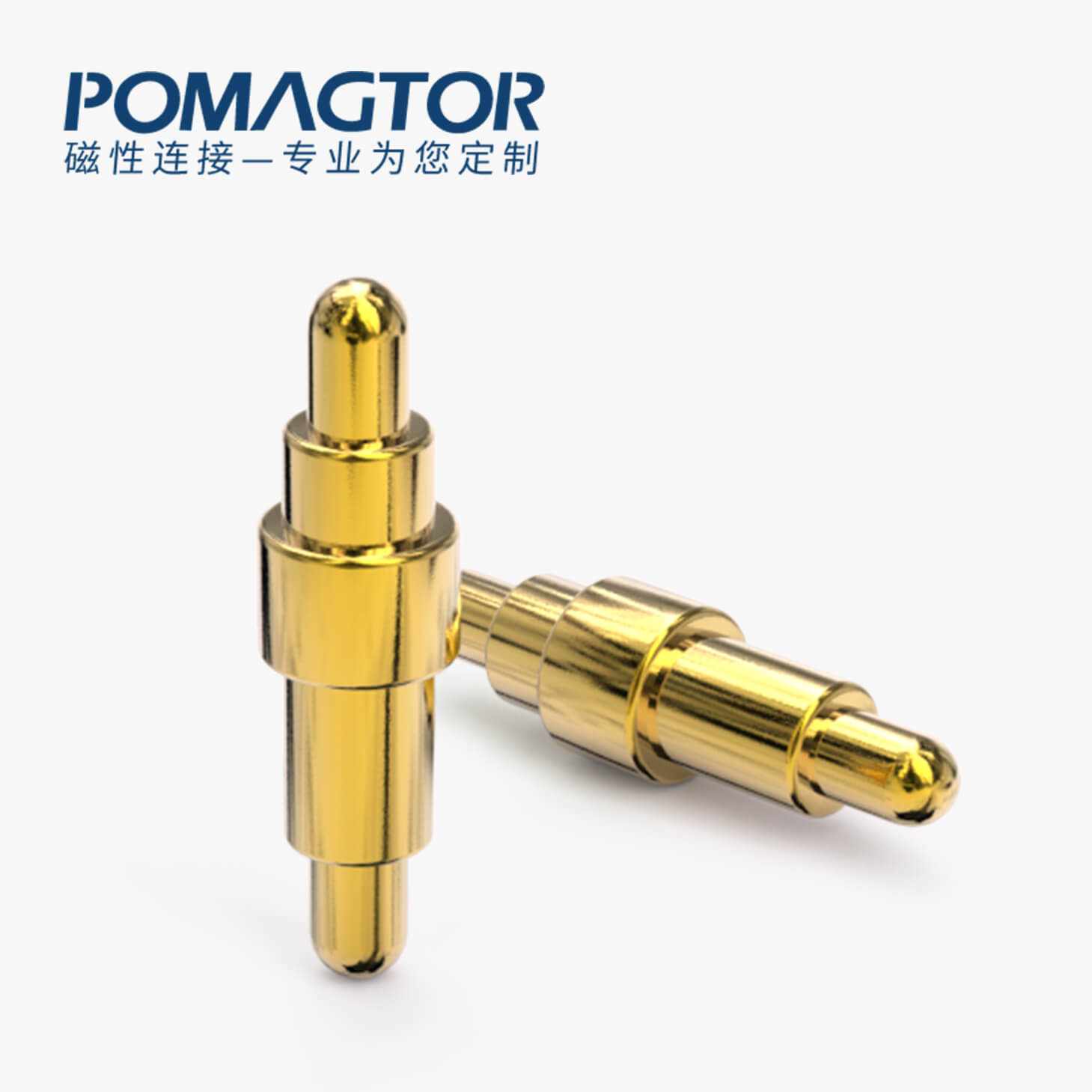 POGO PIN 双头式：电镀黄铜Au1u，电压12V，电流1A，弹力10000次+，工作温度-40°~150°