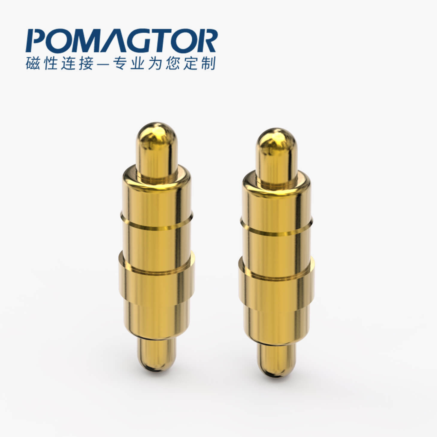 POGO PIN 双头式：电镀黄铜Au1u，电压12V，电流1A，弹力10000次+，工作温度-40°~150°