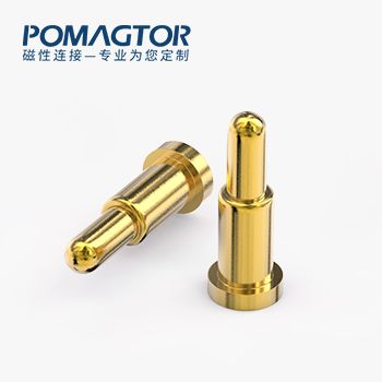 POGO PIN SMT式：电镀黄铜Au1u，电压12V，电流1.2A，工作行程0.95mm:150gf，弹力30000次+，工作温度-30°~85°