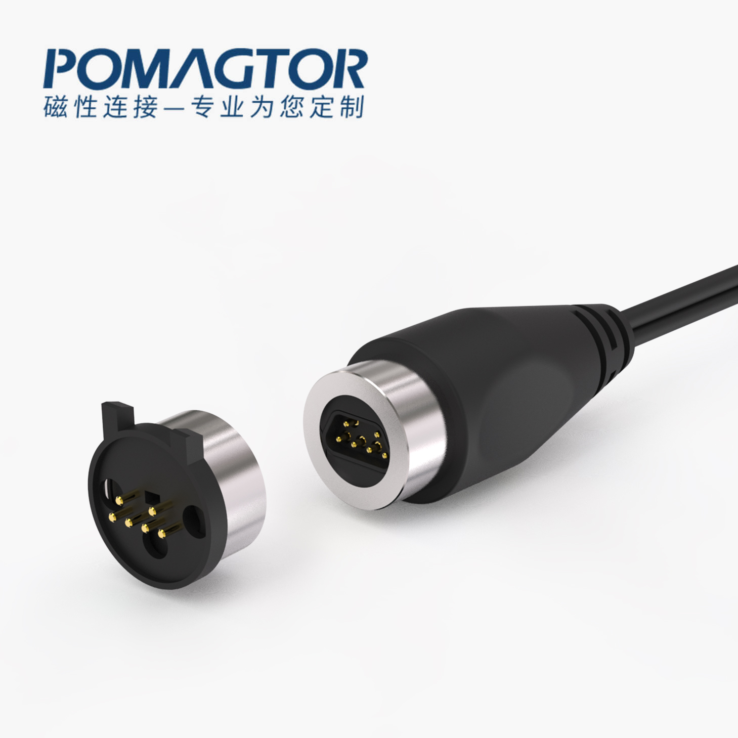 磁吸数据线 圆形磁性系列：6PIN，电压5V，电流1A，工作行程0.6mm:50±10gfMax，弹力寿命10000次+，工作温度-40°~85° 