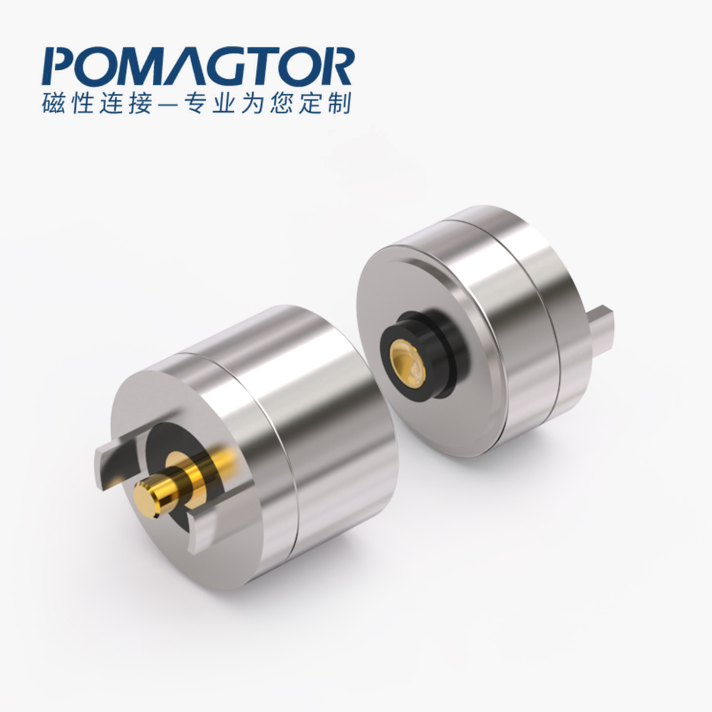 磁吸连接器 圆形磁性系列：2PIN，电镀黄铜Au5u，电压5V，电流3A，弹力10000次+，工作温度-30°~85°