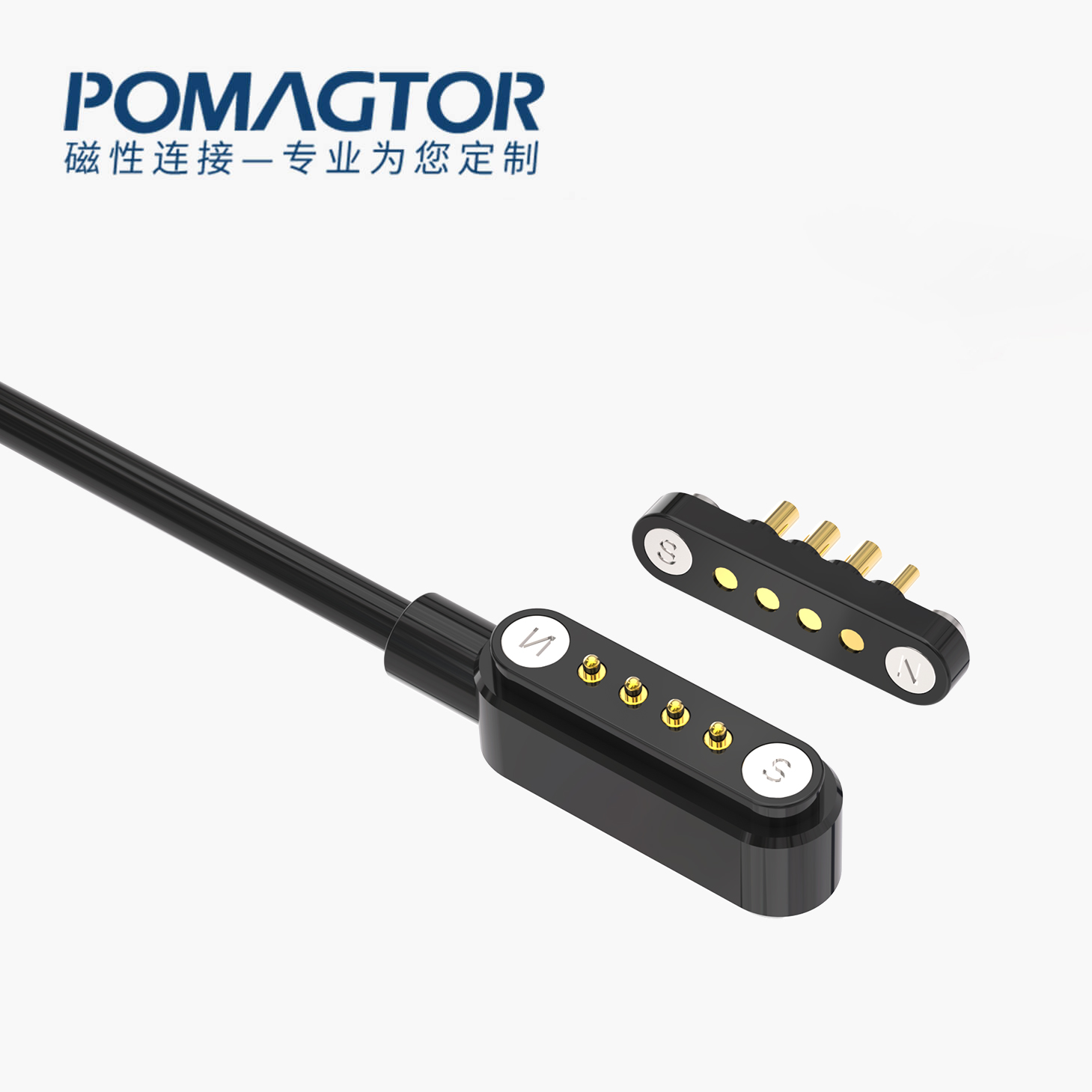 磁吸数据线 HT磁性系列：4PIN，电压5V，电流2A，工作行程0.8mm:60gfMax，工作温度-30°~85° 