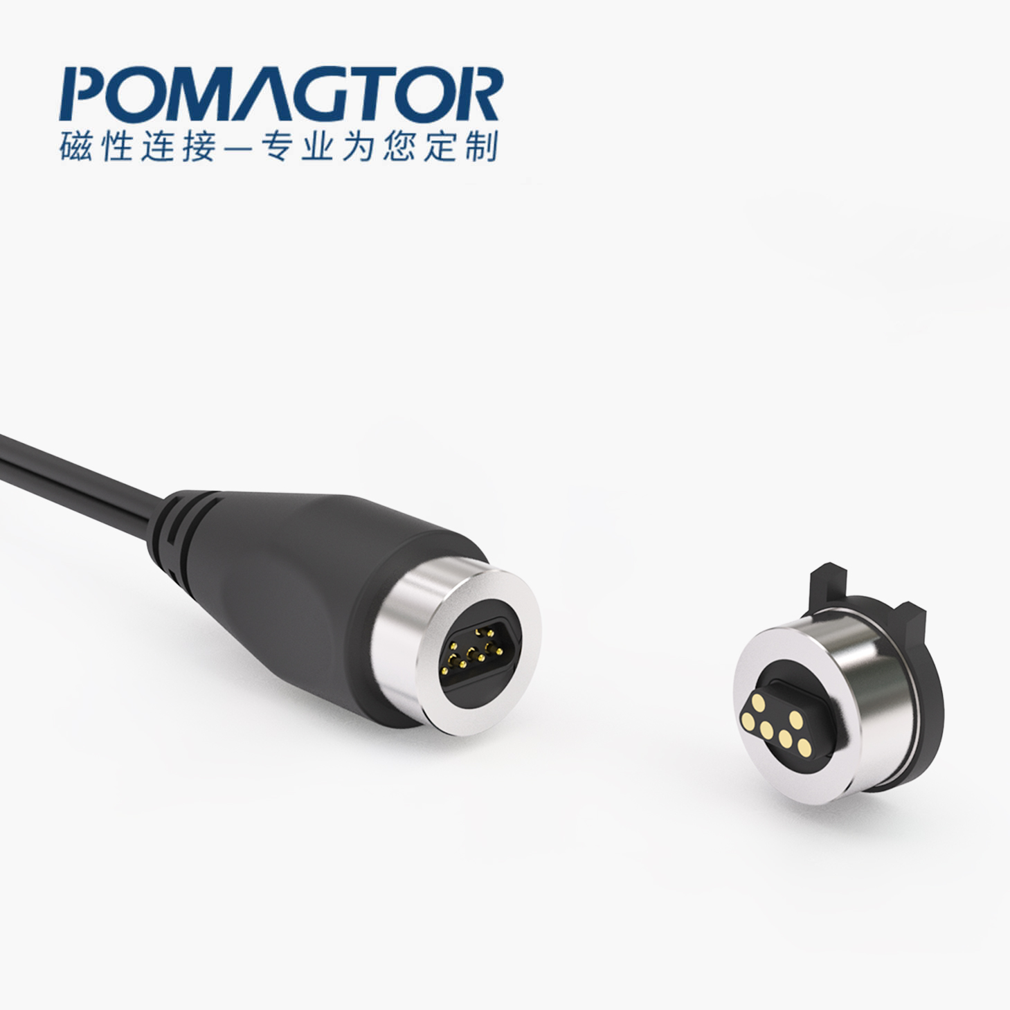 磁吸数据线 圆形磁性系列：6PIN，电压5V，电流1A，工作行程0.6mm:50±10gfMax，弹力寿命10000次+，工作温度-40°~85° 