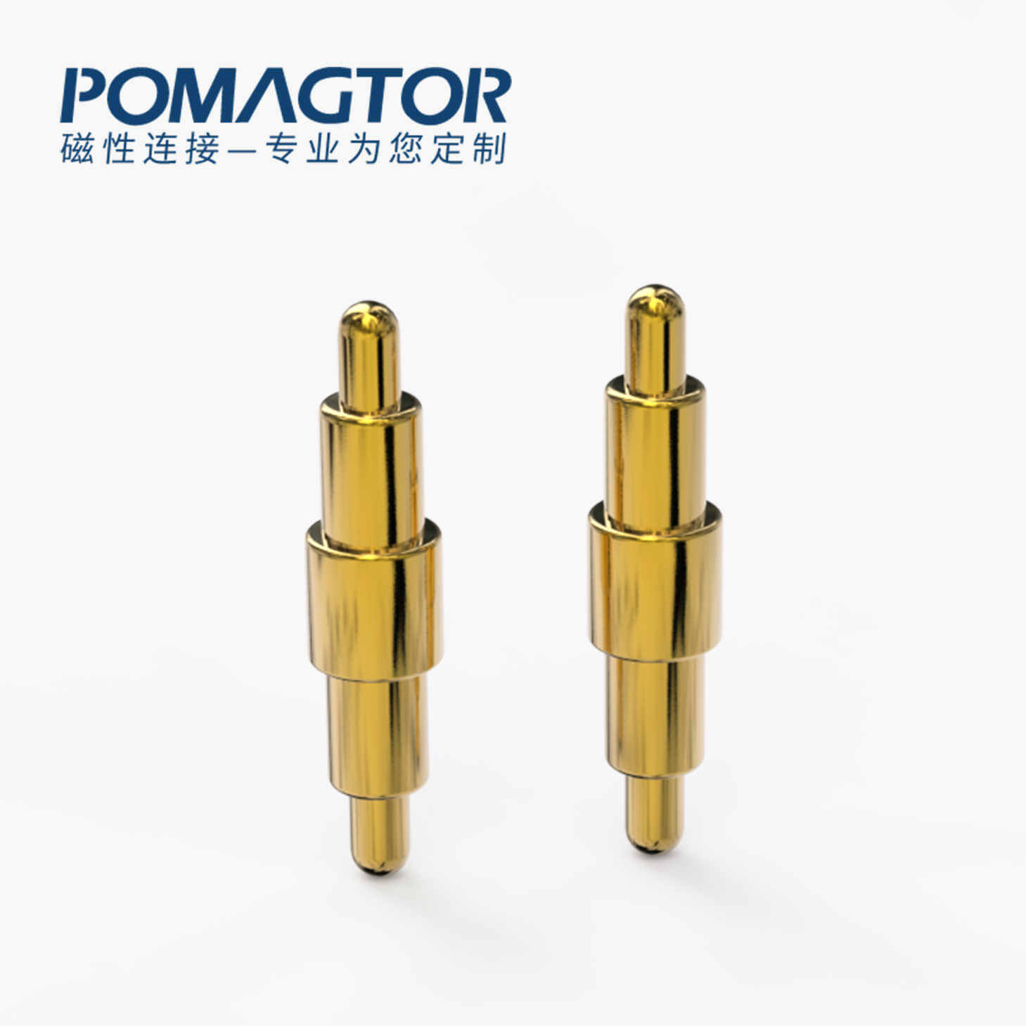 POGO PIN 双头式：电镀黄铜Au1u，电压12V，电流1A，弹力10000次+，工作温度-40°~150°