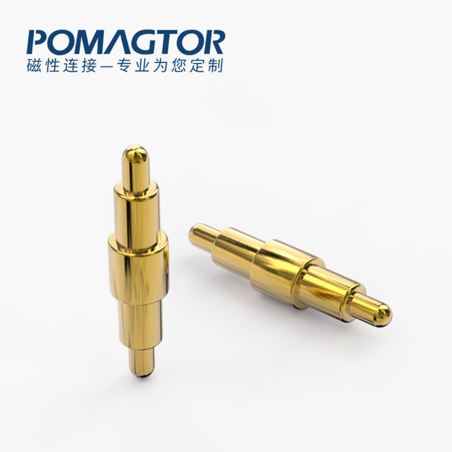 POGO PIN 双头式：电镀黄铜Au1u，电压12V，电流1A，弹力10000次+，工作温度-40°~150°