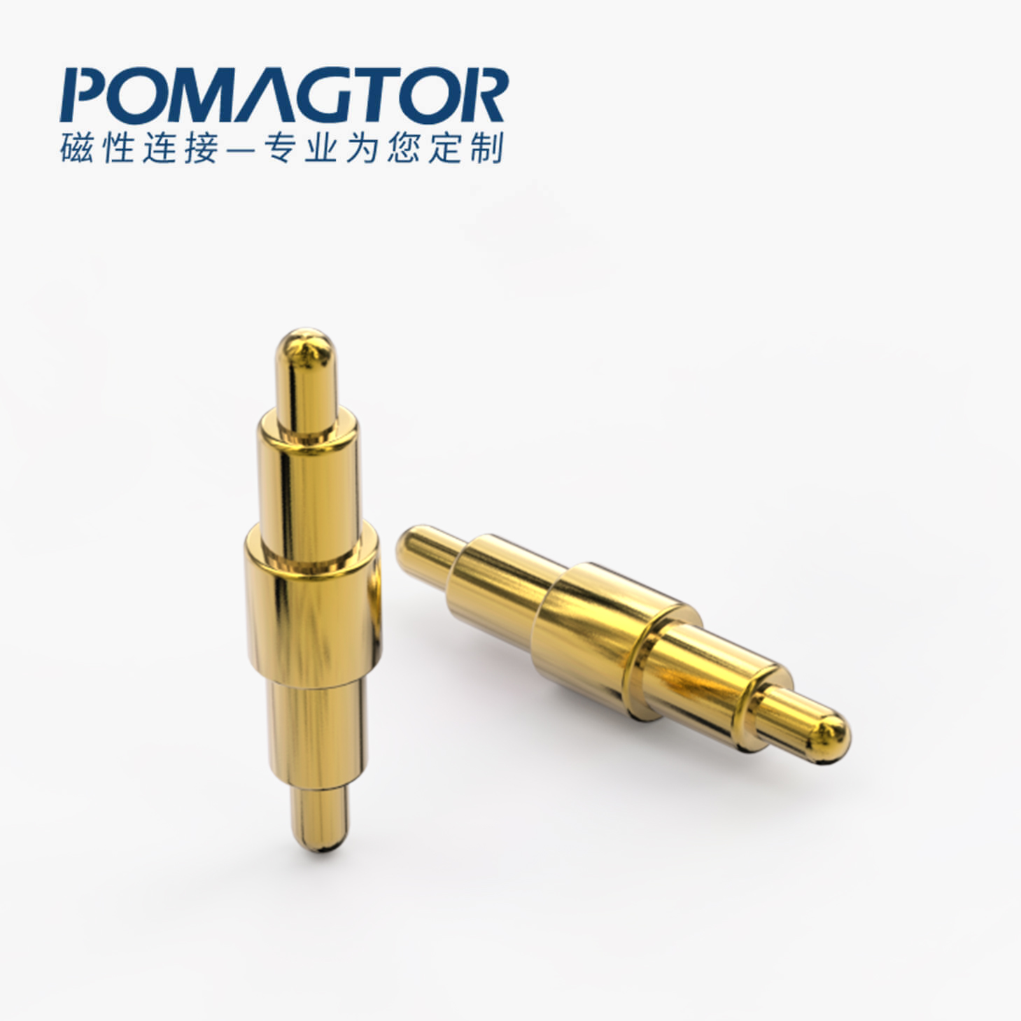 POGO PIN 双头式：电镀黄铜Au1u，电压12V，电流1A，弹力10000次+，工作温度-40°~150°