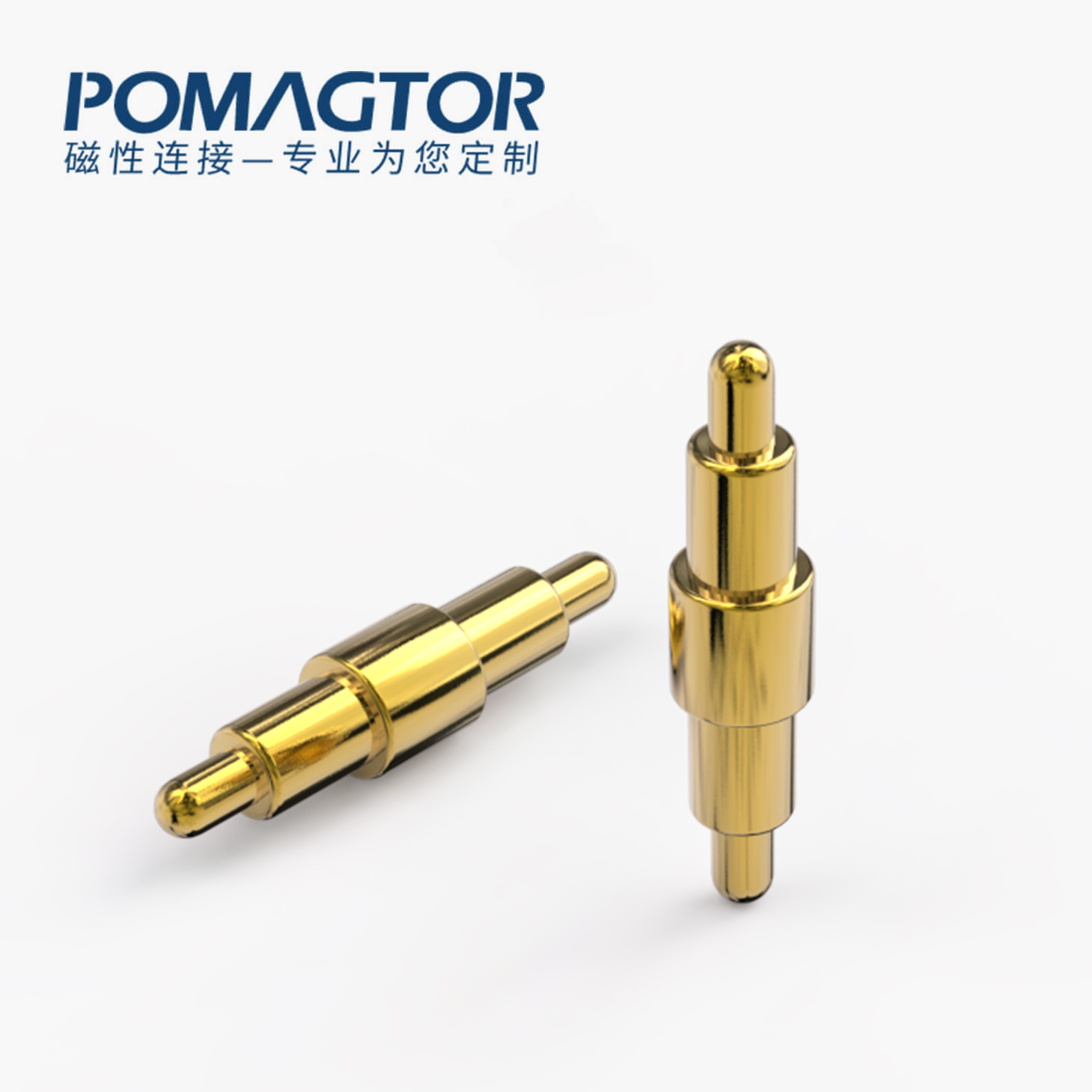 POGO PIN 双头式：电镀黄铜Au1u，电压12V，电流1A，弹力10000次+，工作温度-40°~150°