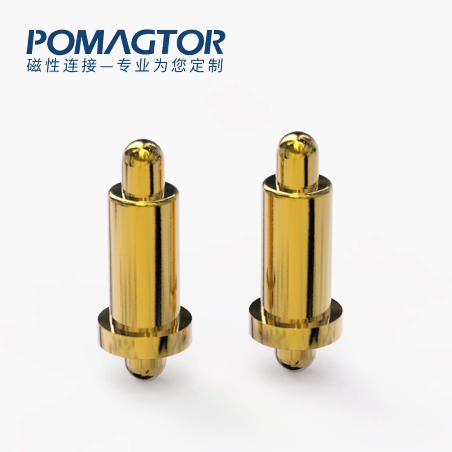 POGO PIN 双头式：电镀黄铜Au1u，电压12V，电流1A，弹力10000次+，工作温度-40°~150°