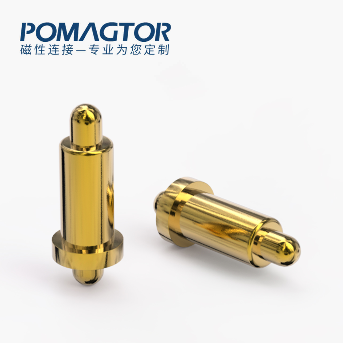 POGO PIN 双头式：电镀黄铜Au1u，电压12V，电流1A，弹力10000次+，工作温度-40°~150°