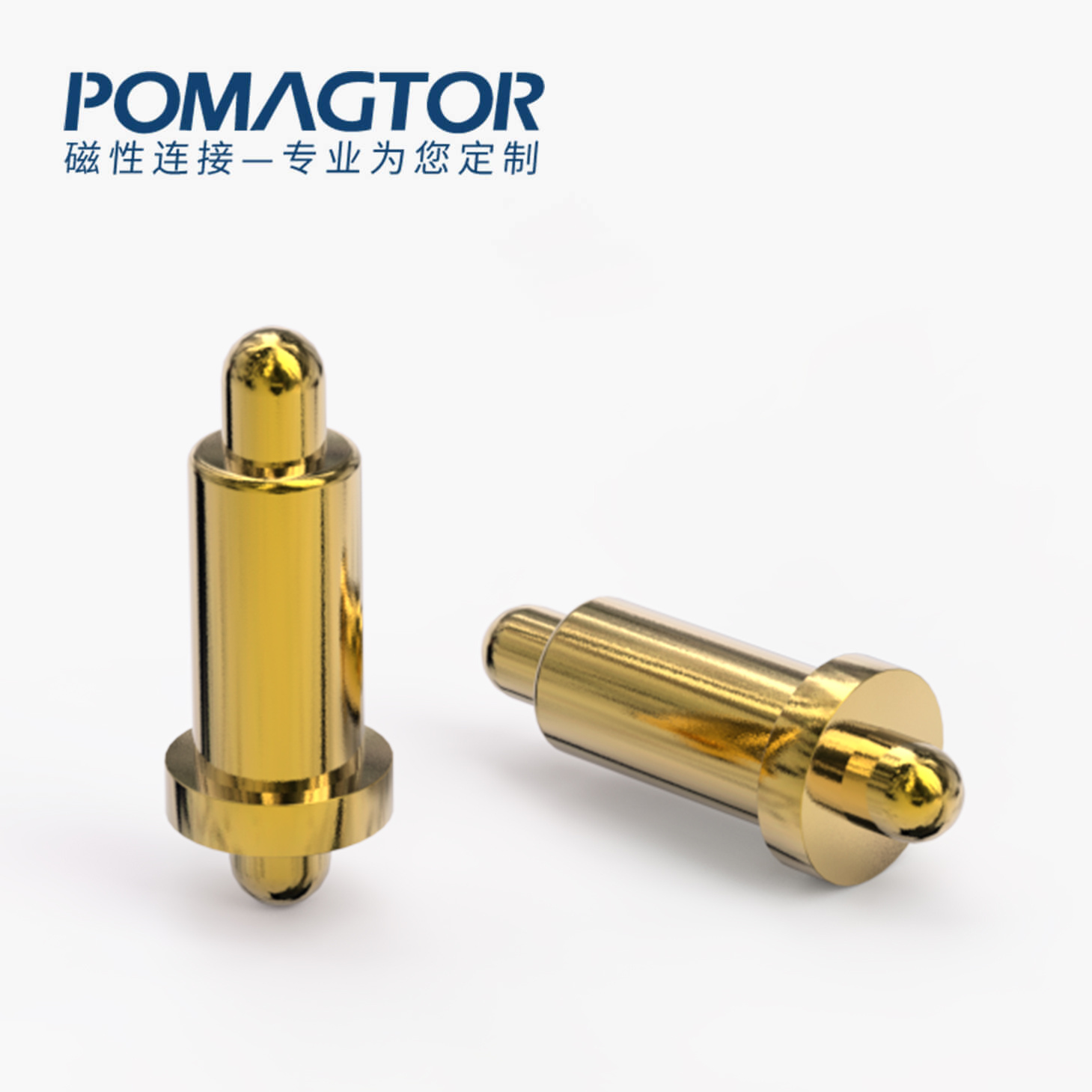 POGO PIN 双头式：电镀黄铜Au1u，电压12V，电流1A，弹力10000次+，工作温度-40°~150°