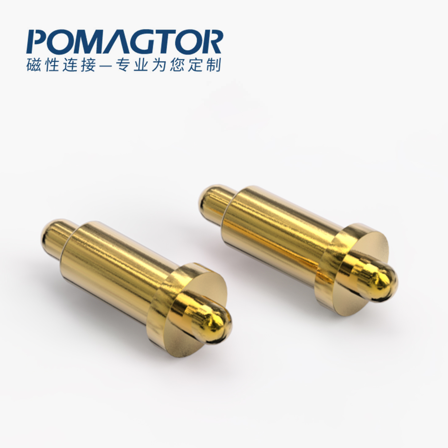 POGO PIN 双头式：电镀黄铜Au1u，电压12V，电流1A，弹力10000次+，工作温度-40°~150°