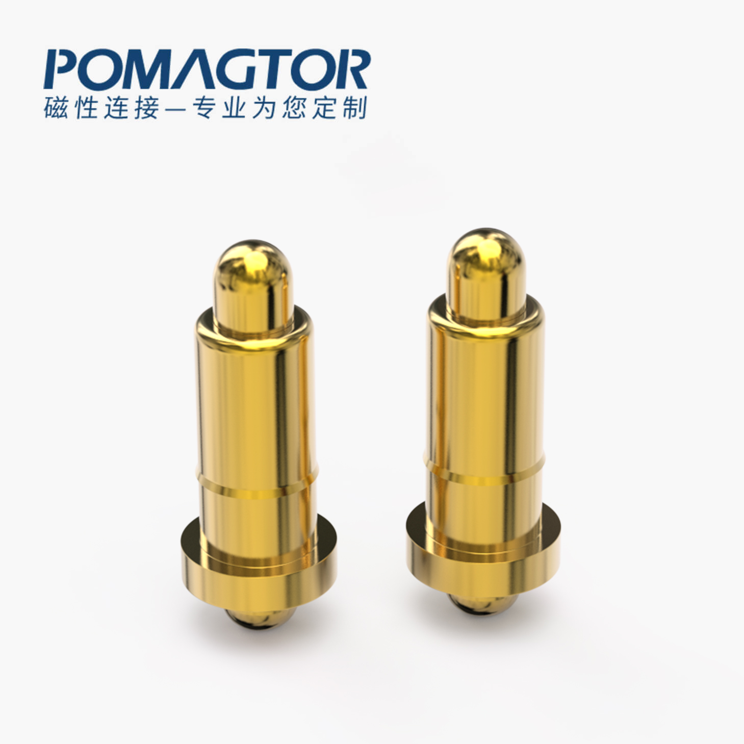 POGO PIN 双头式：电镀黄铜Au1u，电压12V，电流1A，弹力10000次+，工作温度-40°~150°