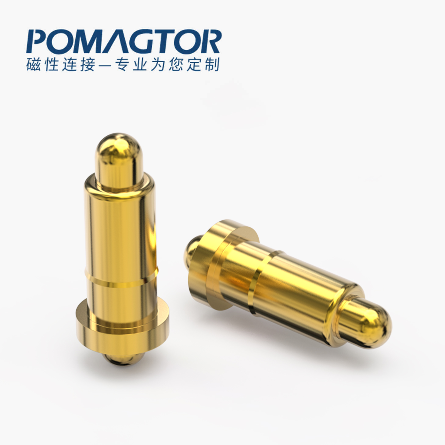 POGO PIN 双头式：电镀黄铜Au1u，电压12V，电流1A，弹力10000次+，工作温度-40°~150°