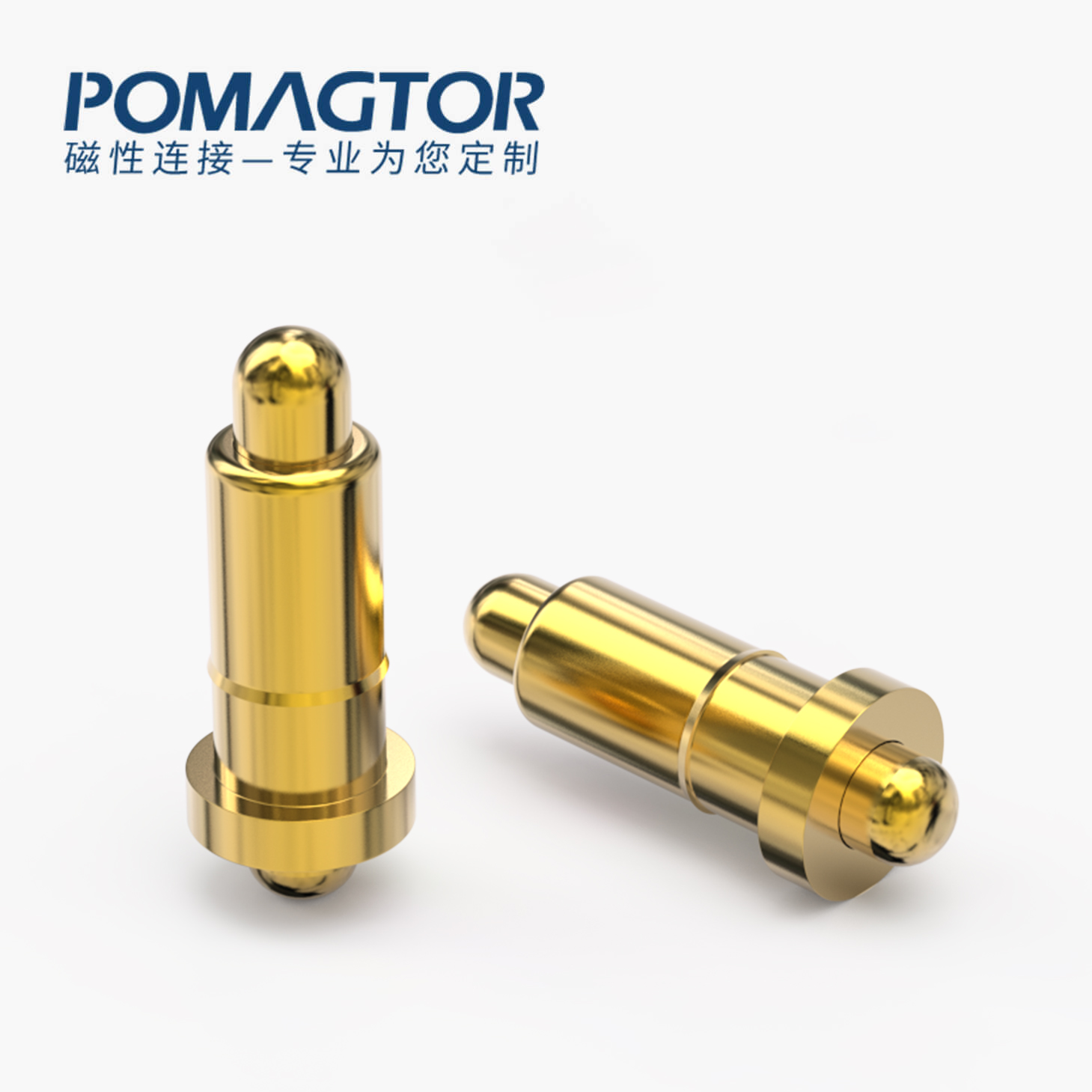 POGO PIN 双头式：电镀黄铜Au1u，电压12V，电流1A，弹力10000次+，工作温度-40°~150°