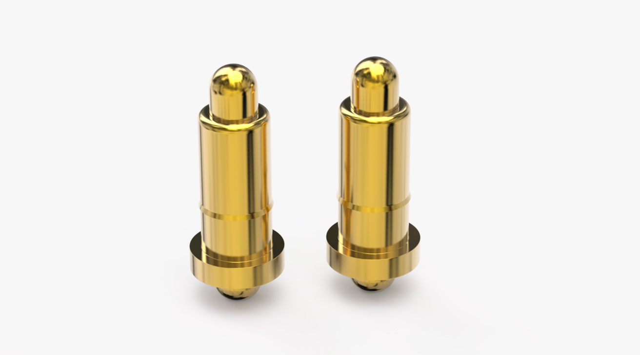 POGO PIN 双头式：电镀黄铜Au1u，电压12V，电流1A，弹力10000次+，工作温度-40°~150°