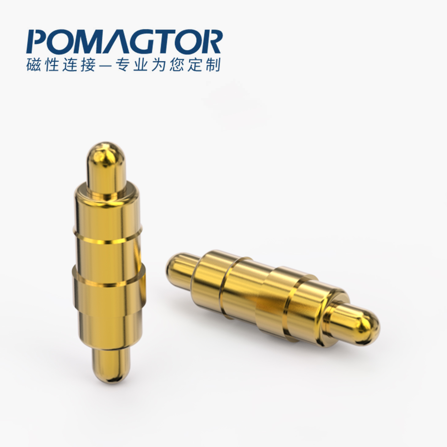 POGO PIN 双头式：电镀黄铜Au1u，电压12V，电流1A，弹力10000次+，工作温度-40°~150°