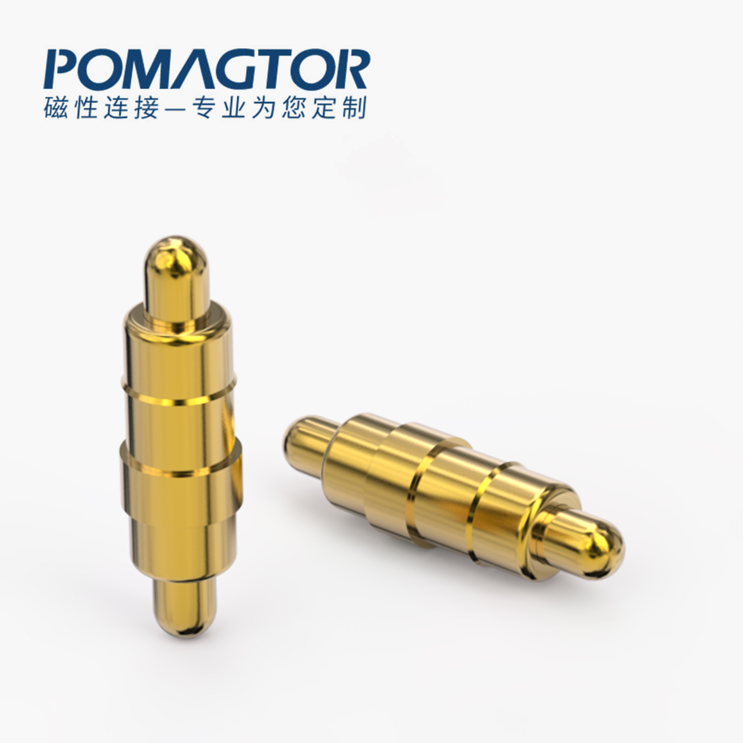 POGO PIN 双头式：电镀黄铜Au1u，电压12V，电流1A，弹力10000次+，工作温度-40°~150°