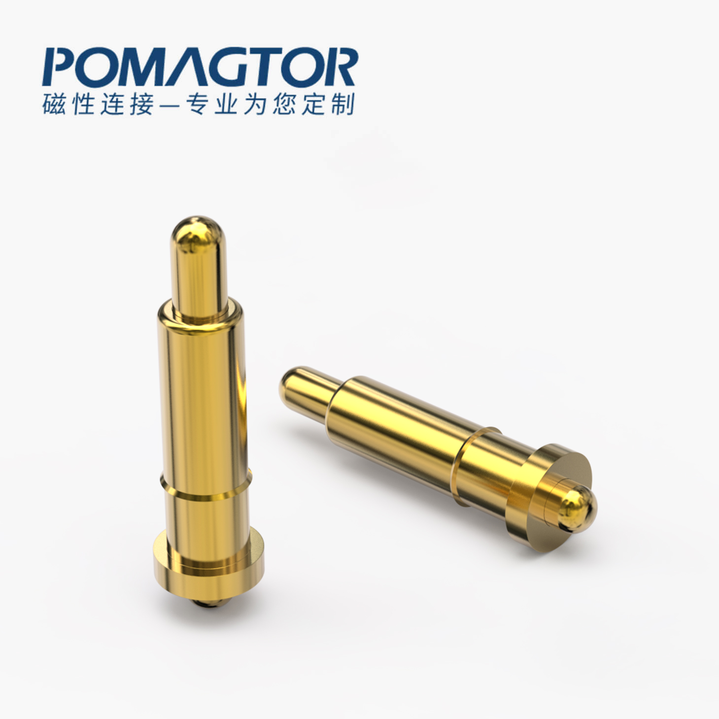 POGO PIN 双头式：电镀黄铜Au1u，电压12V，电流1A，弹力10000次+，工作温度-40°~150°