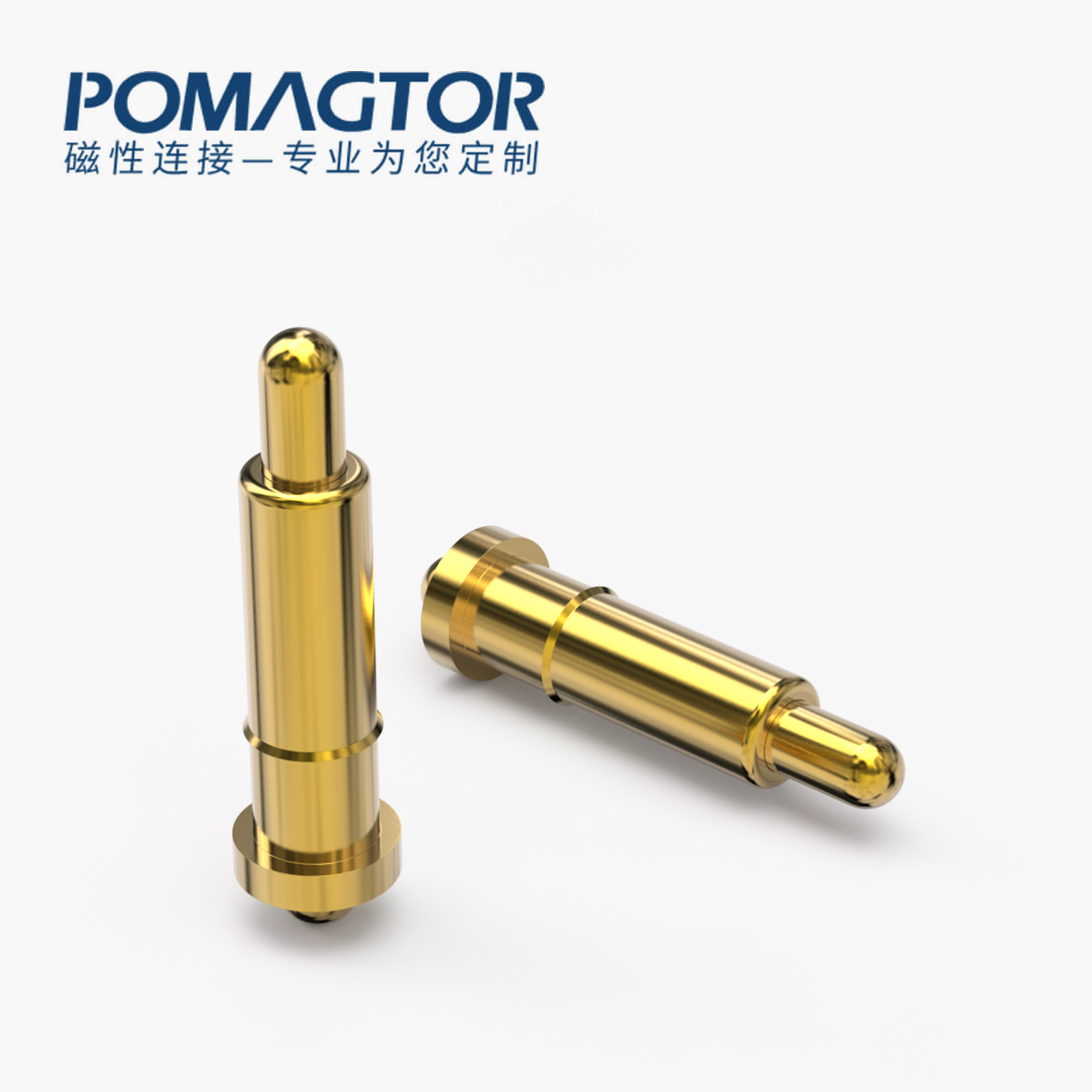 POGO PIN 双头式：电镀黄铜Au1u，电压12V，电流1A，弹力10000次+，工作温度-40°~150°