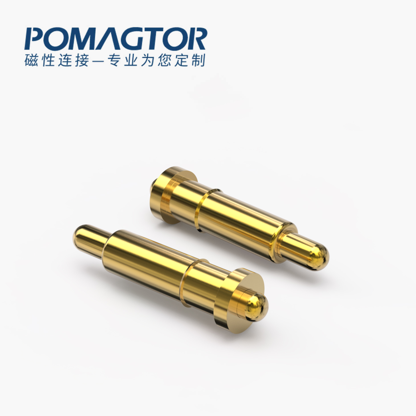 POGO PIN 双头式：电镀黄铜Au1u，电压12V，电流1A，弹力10000次+，工作温度-40°~150°