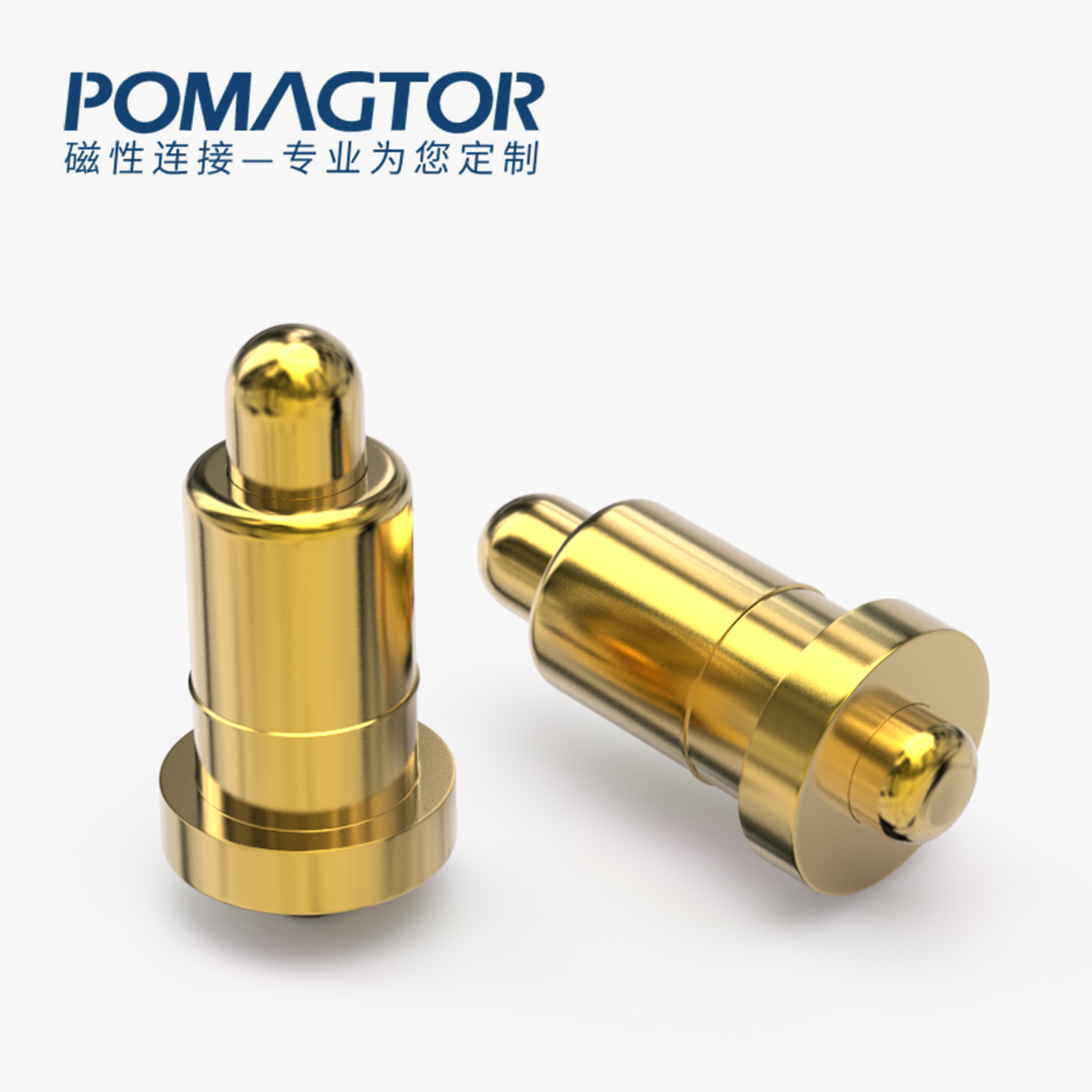 POGO PIN 双头式：电镀黄铜Au1u，电压12V，电流1A，弹力10000次+，工作温度-40°~150°