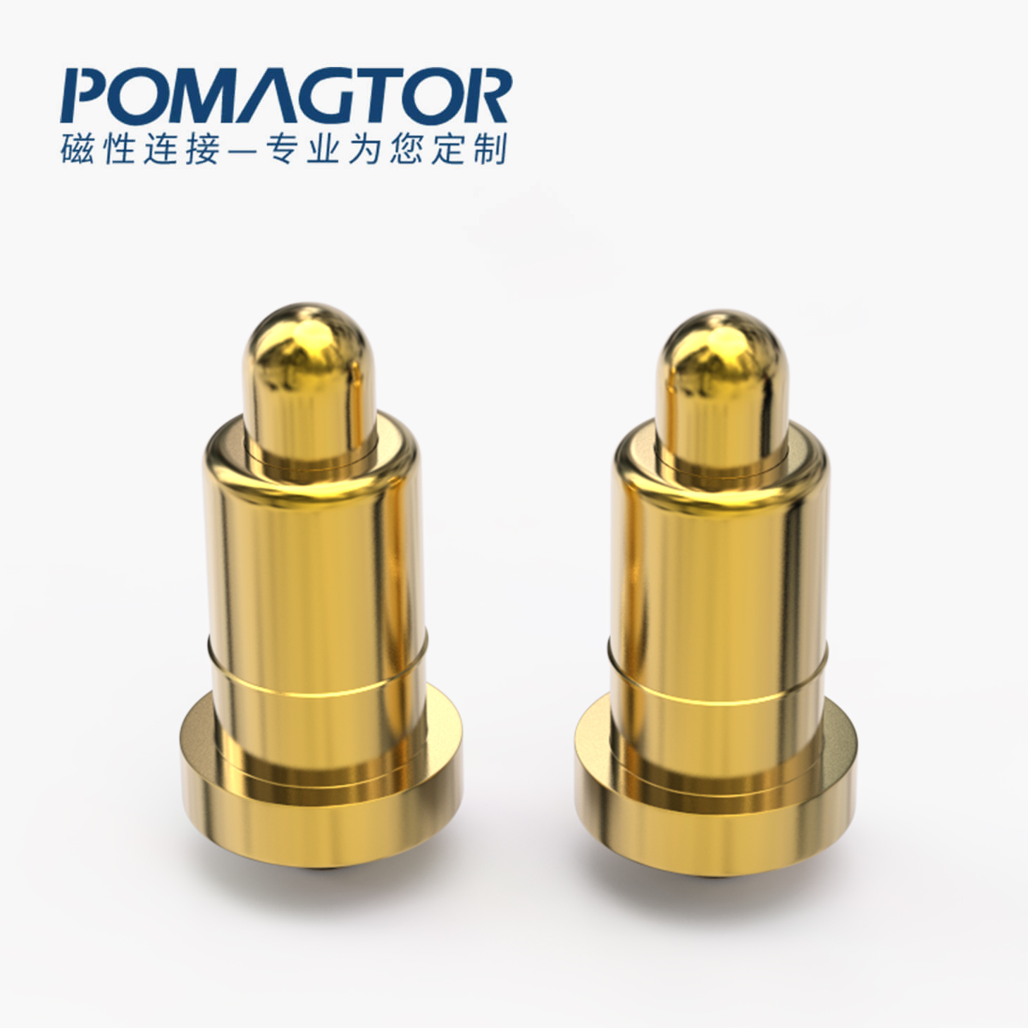 POGO PIN 双头式：电镀黄铜Au1u，电压12V，电流1A，弹力10000次+，工作温度-40°~150°